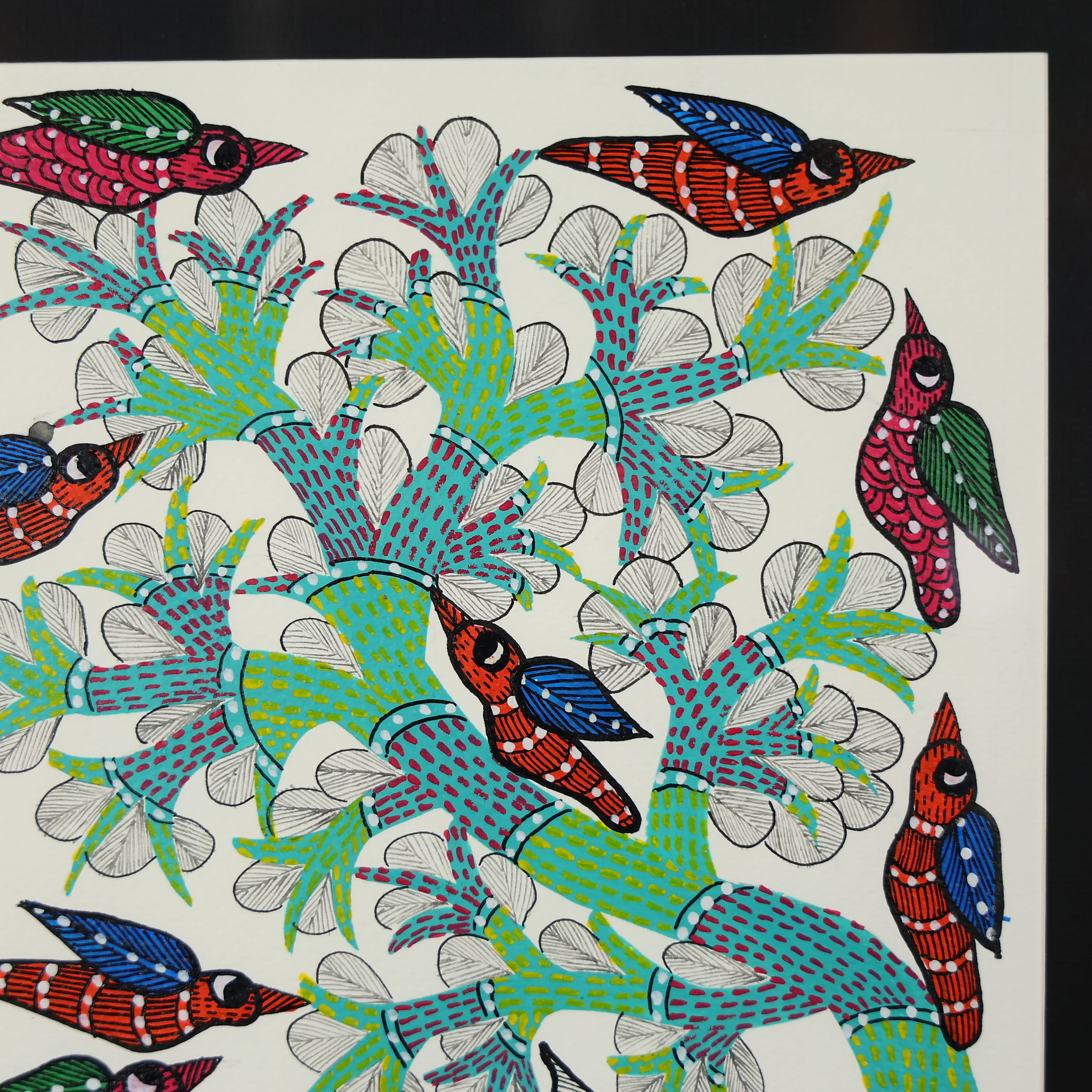 Gond Hand-painted Elephant Standing Under A TreeWall Art - Image 5