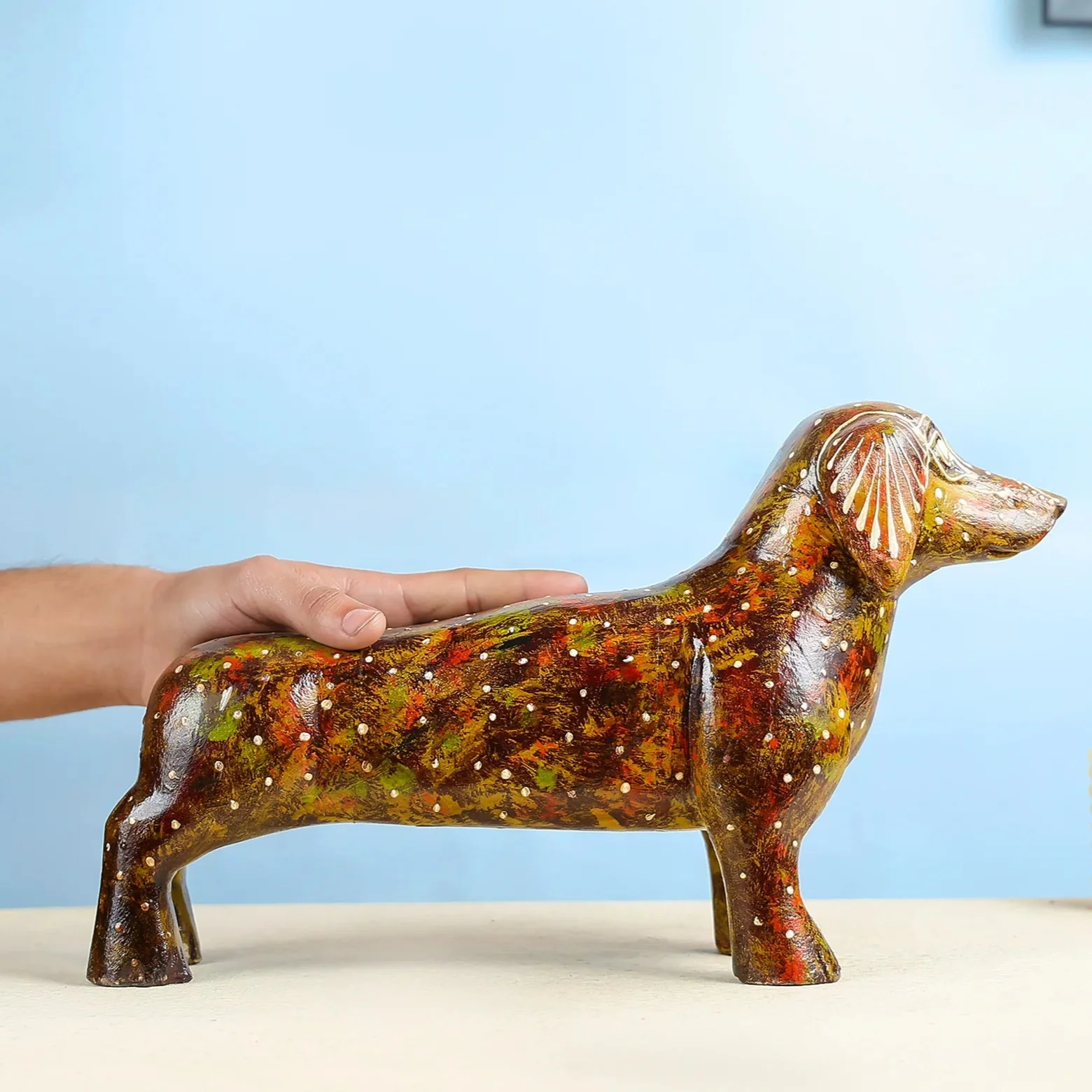 Handcrafted Colourful Dachshund Dog Figurine for Home Decor - Image 3