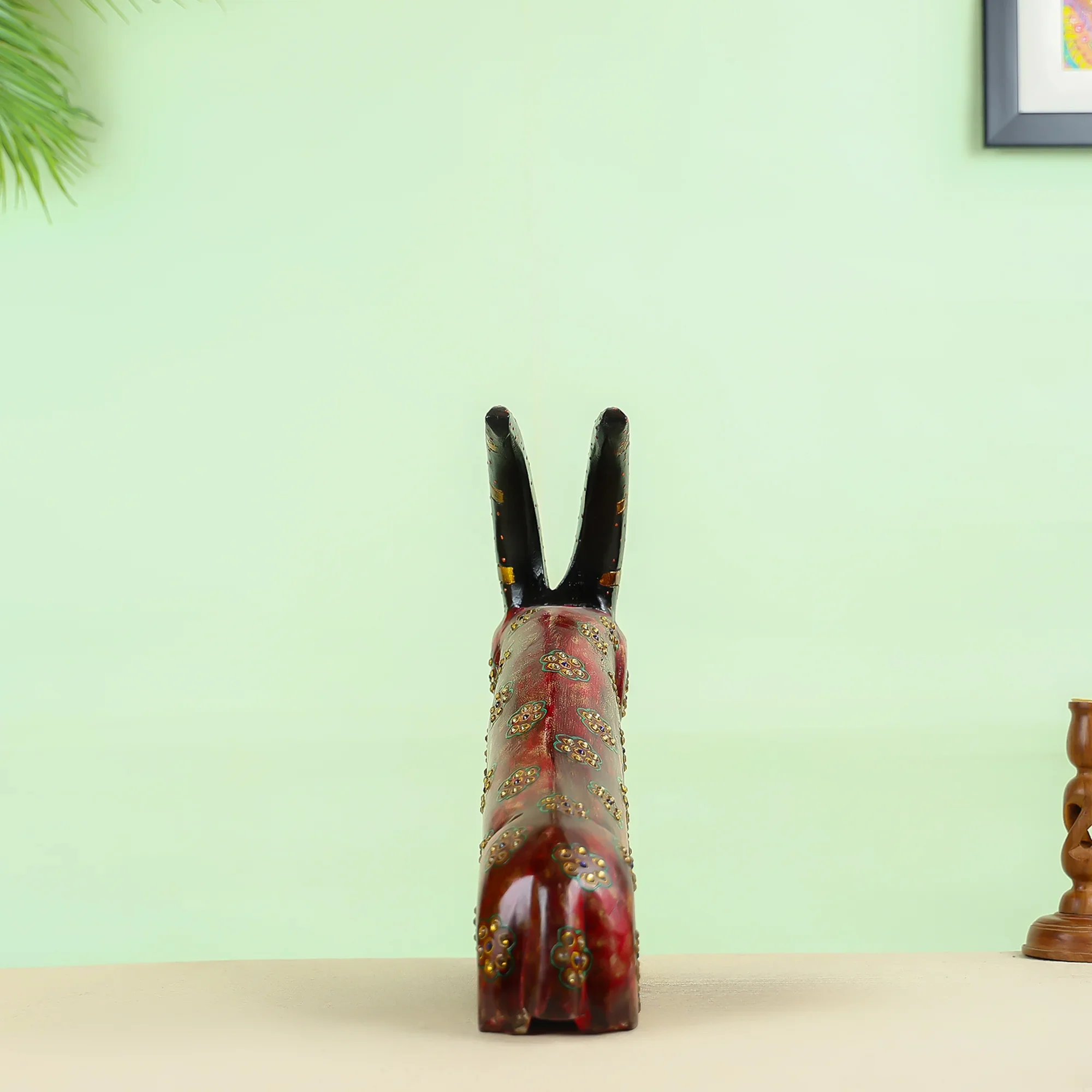 Hand painted Carved Wooden Goat Table Decor - Image 4