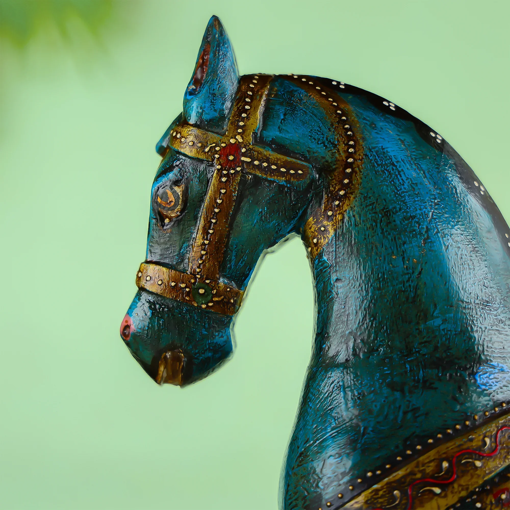 Hand painted Wooden Carved Horse Table Decor - Image 5