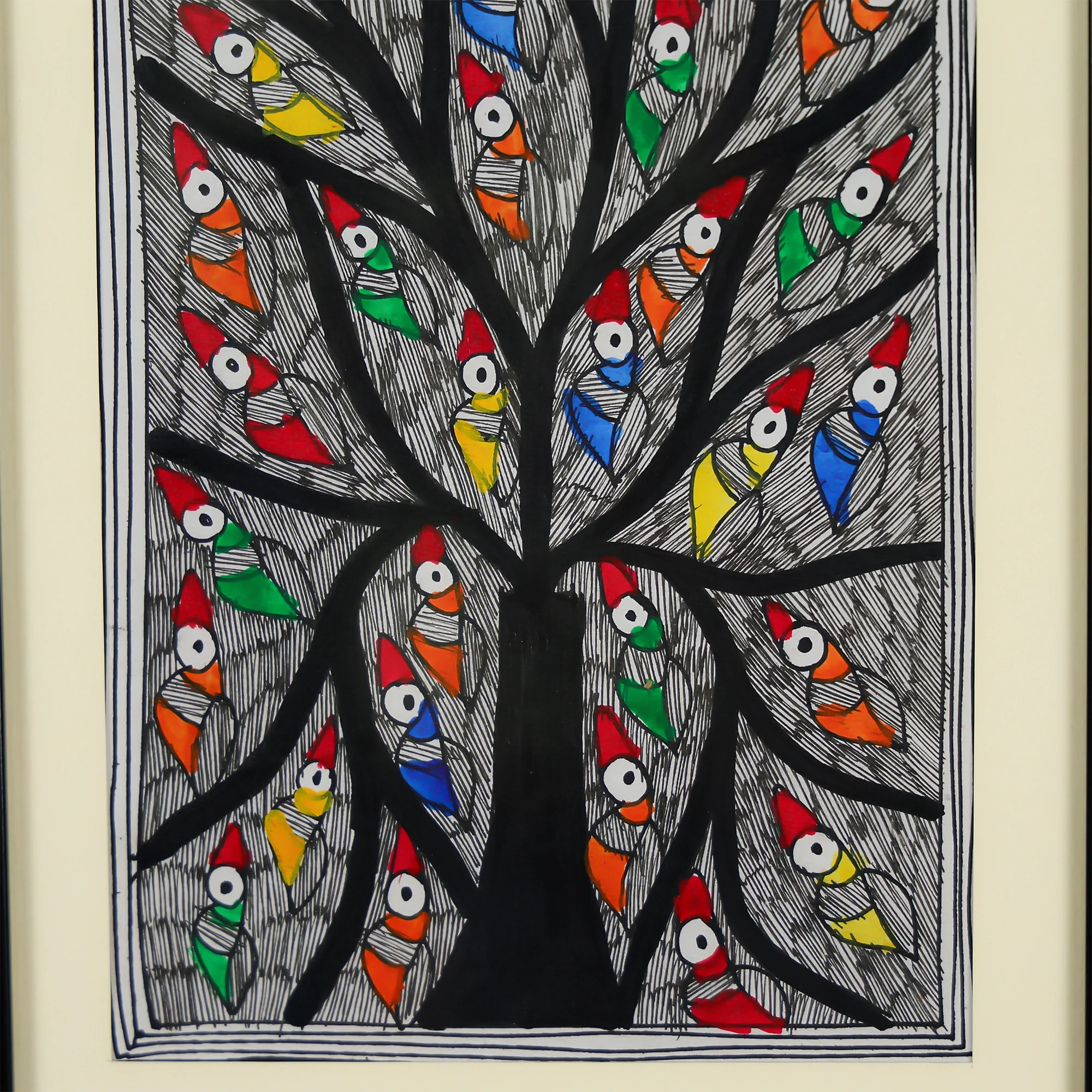 Madhubani Hand painted Tree Of Life Wall Art - Image 3
