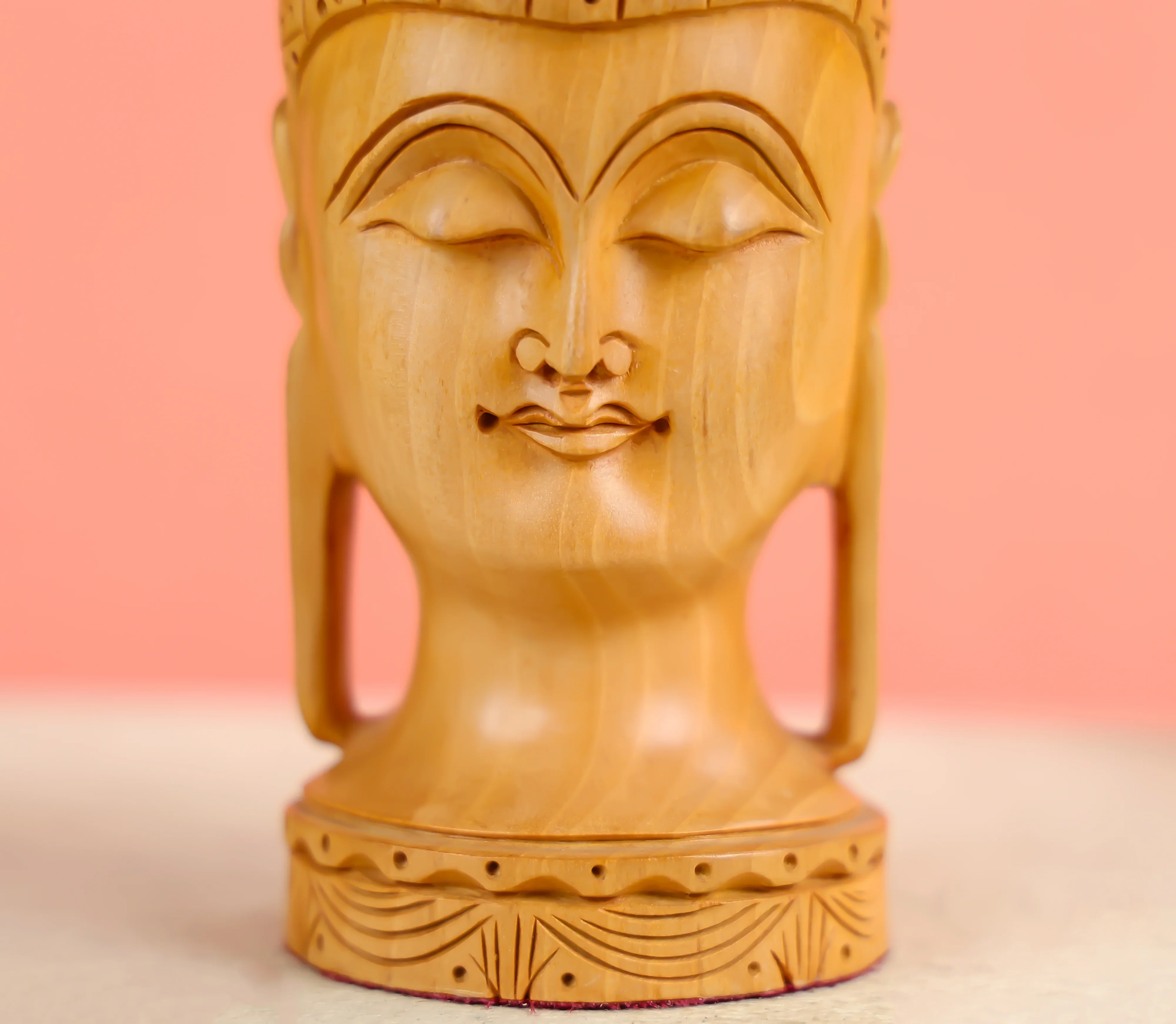 6.25" Kadam Wood Carved Lord Buddha Table Decor - Image 4