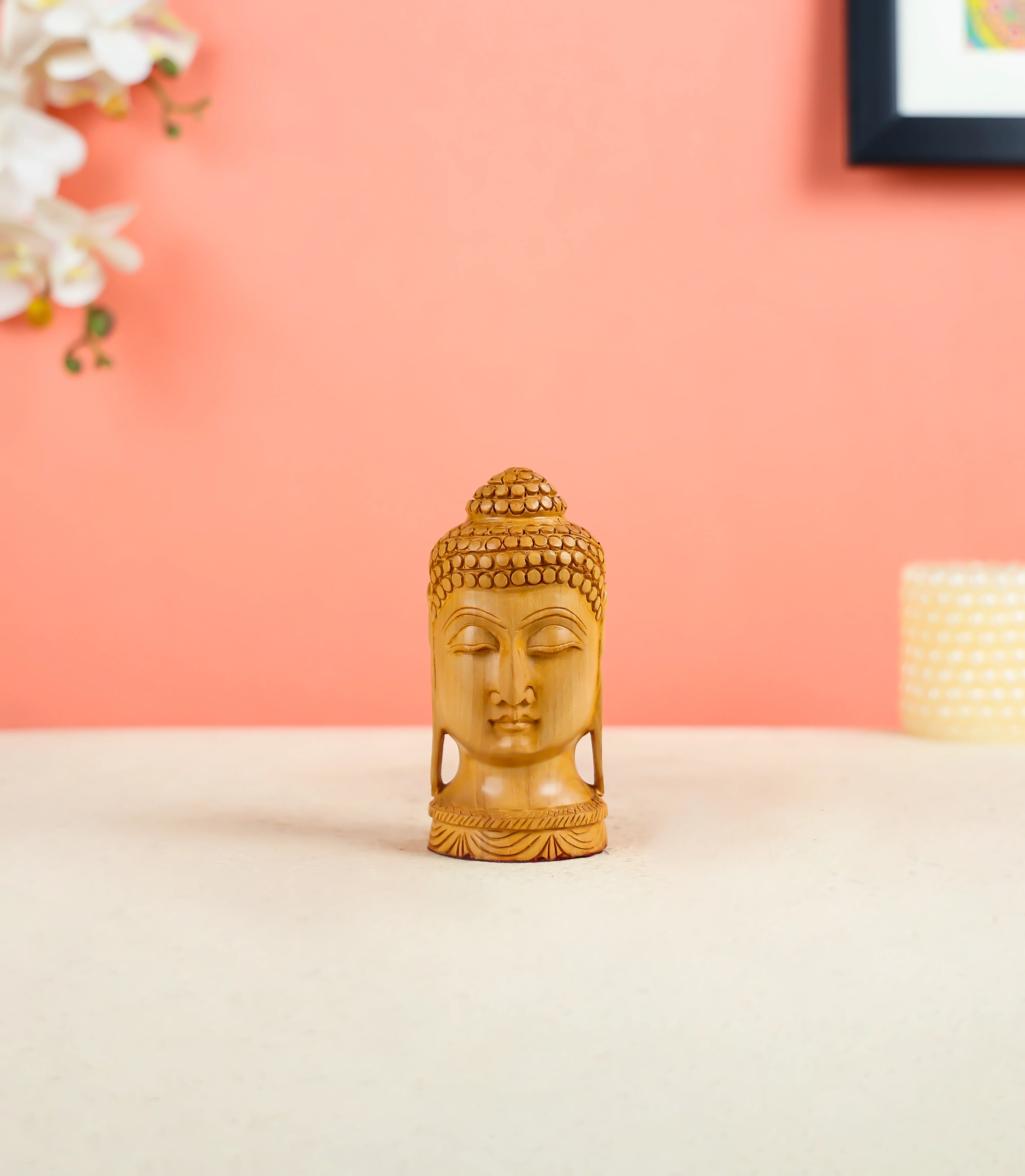 Kadam Wood Carved Lord Buddha Table Decor - Image 5