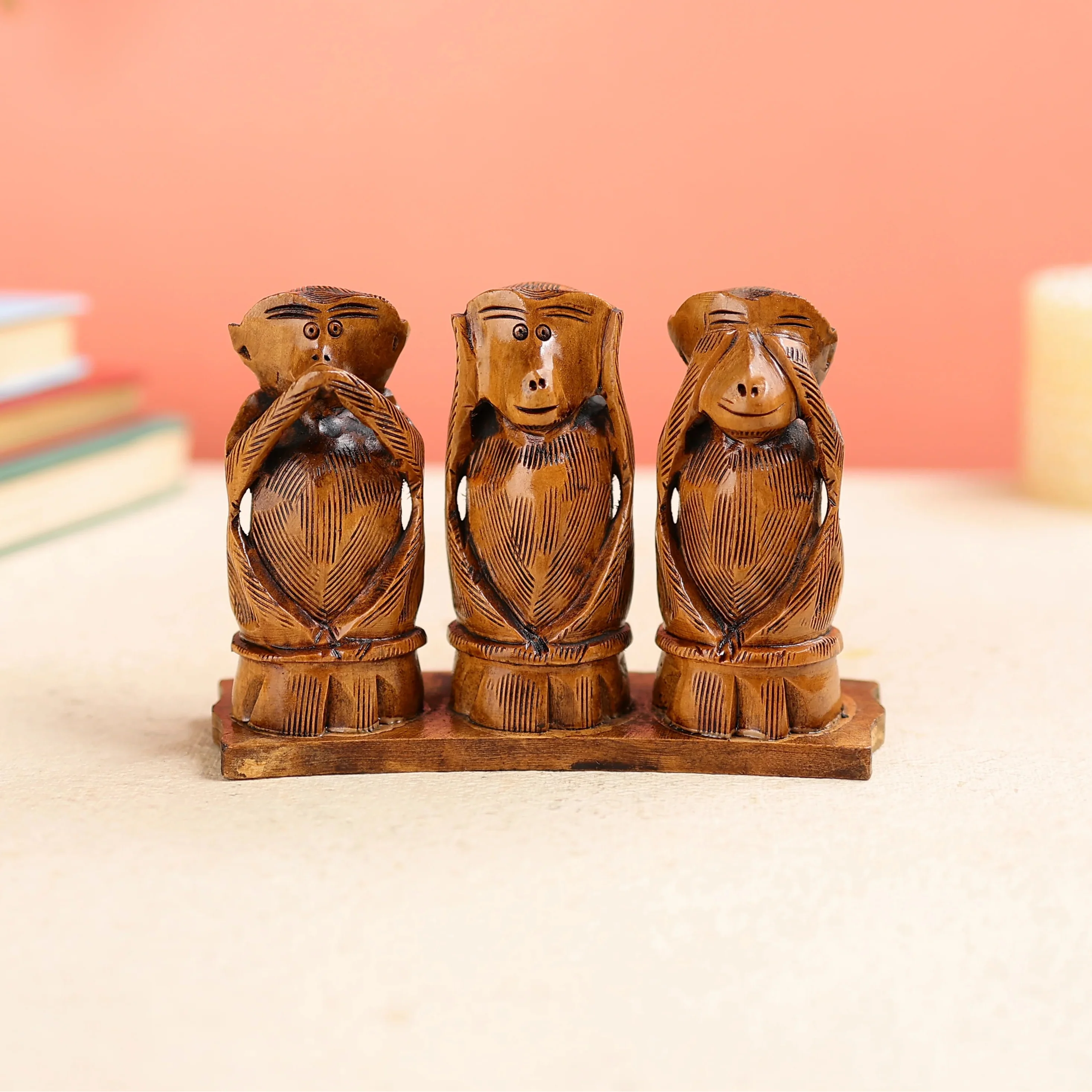 Kadam Wood Gandhiji's Three Monkey Set
