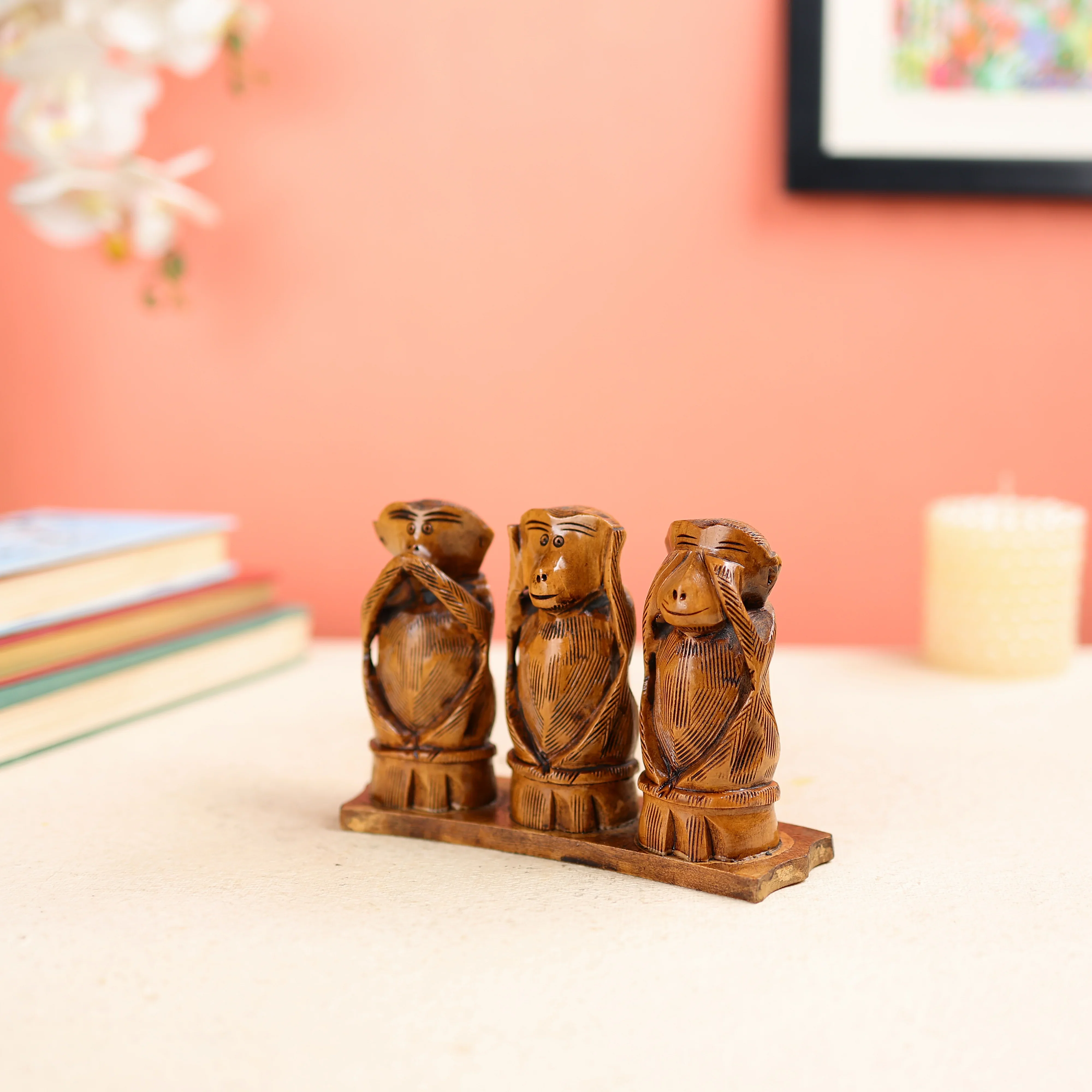 Kadam Wood Gandhiji's Three Monkey Set - Image 2