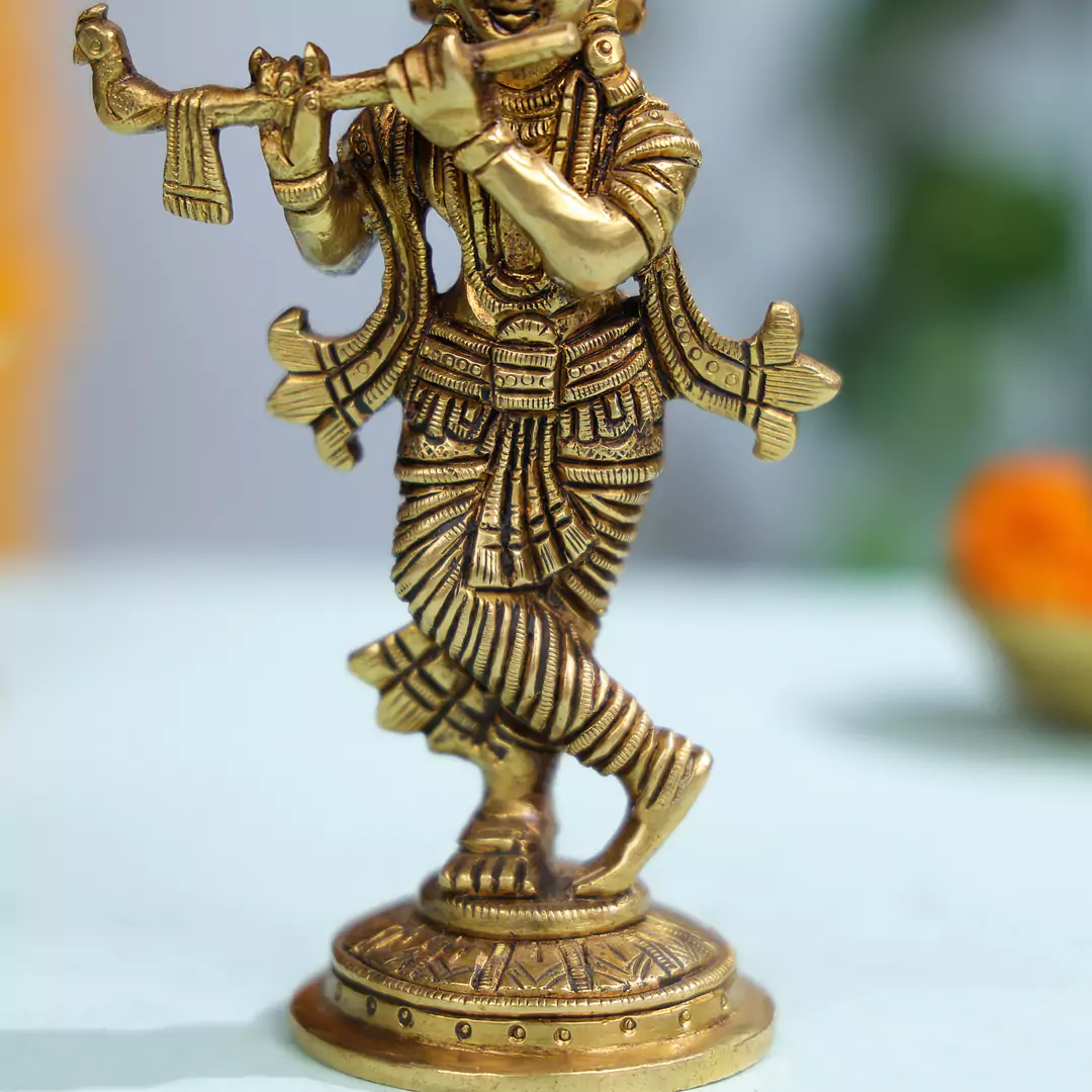 Lord Krishna Brass Figurine - Image 5