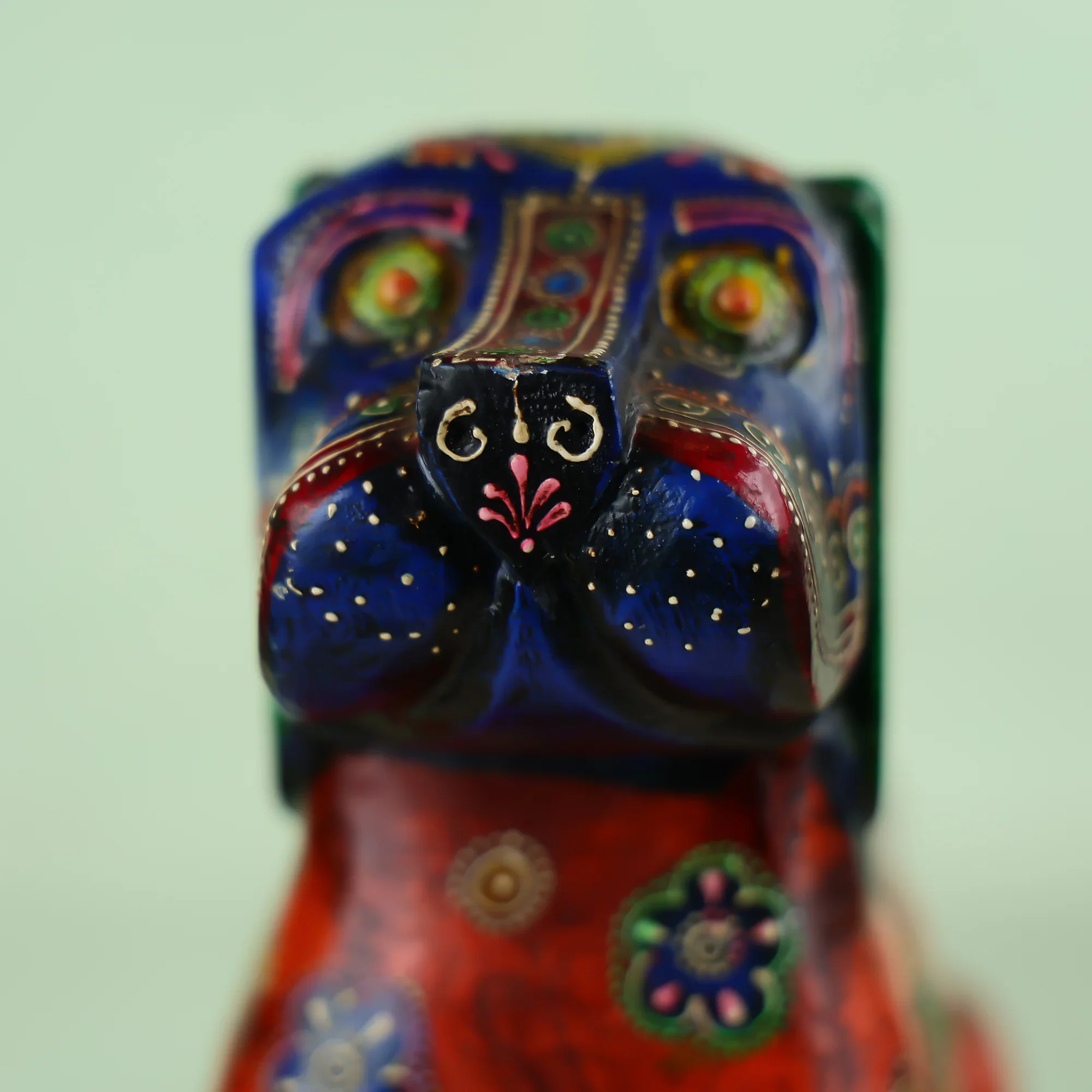 Wooden Carved Hand-Painted Folk Art Dog Figurine - Image 2