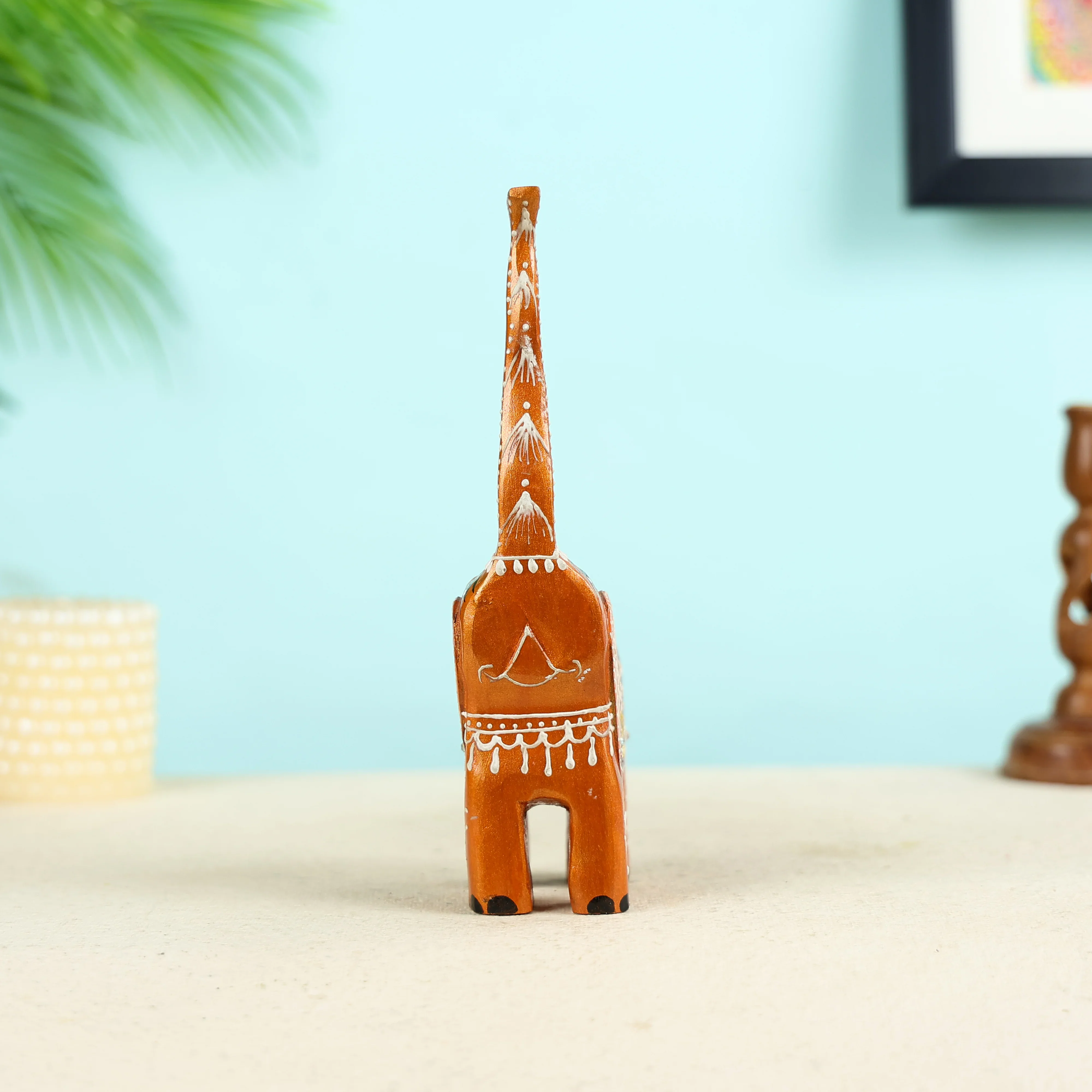 Meenakari Art Long Trunk Elephant Table Decor - Image 3
