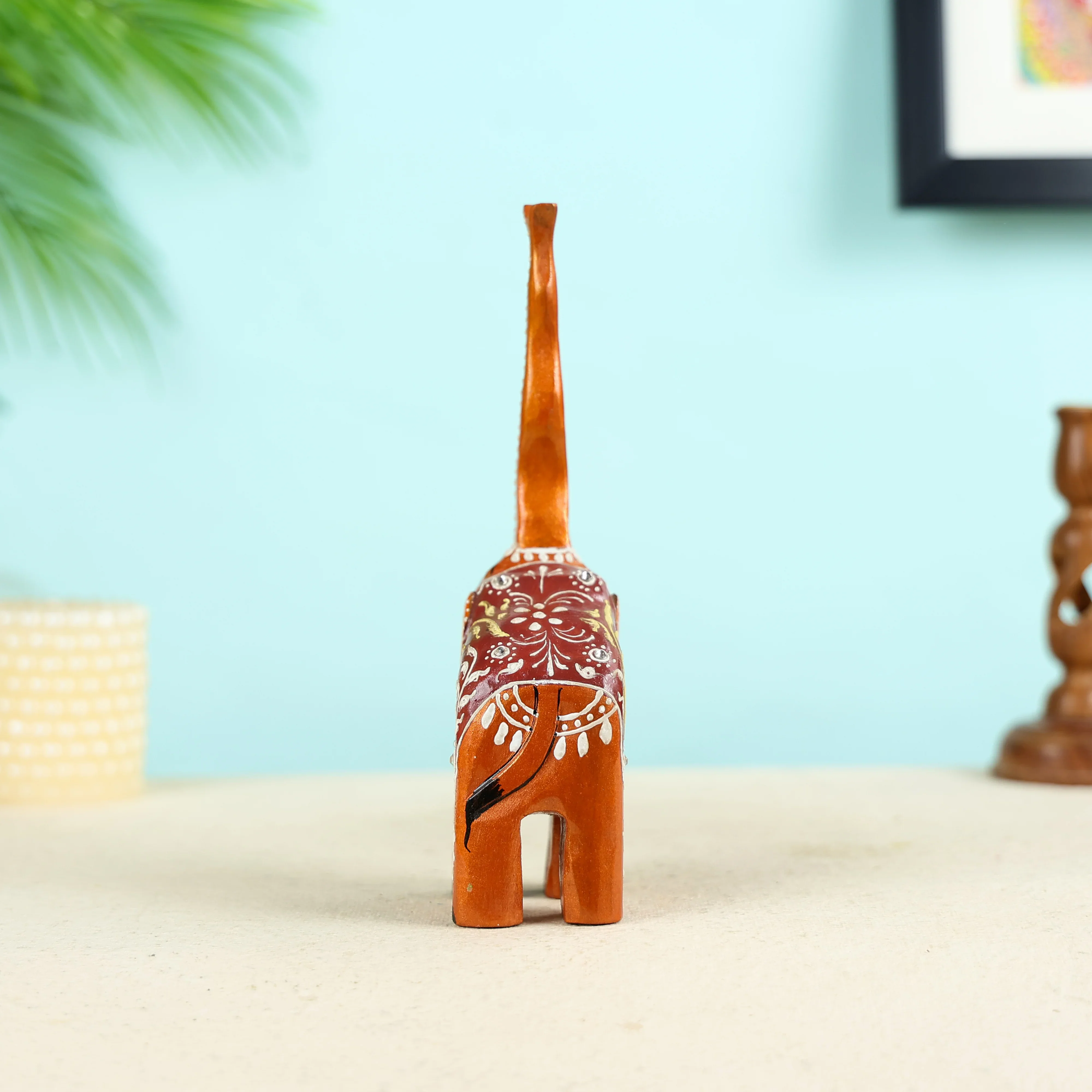 Meenakari Art Long Trunk Elephant Table Decor - Image 5