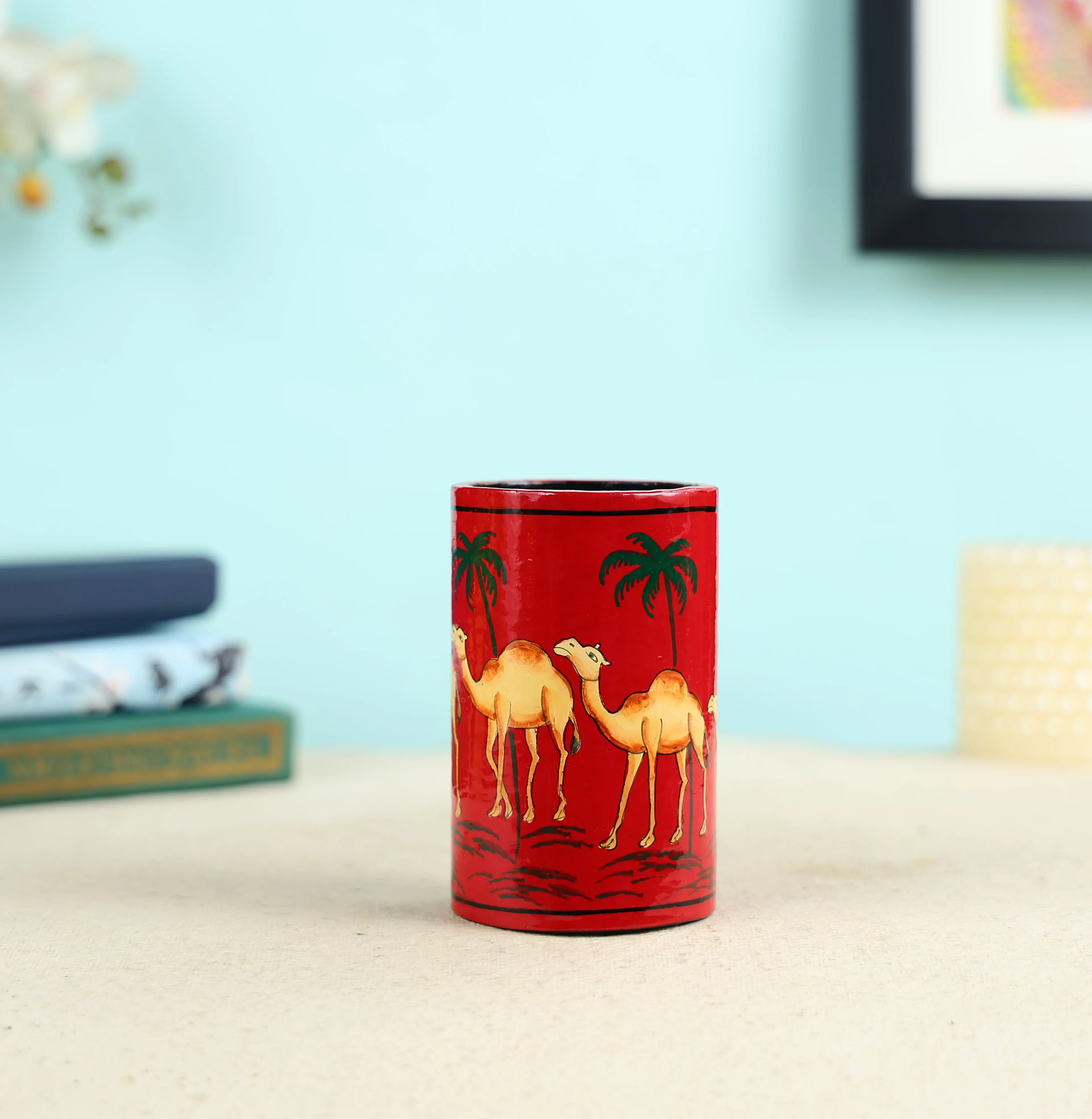 Paper Mache Crafted & Handpainted Caravan Pen Holder - Image 2
