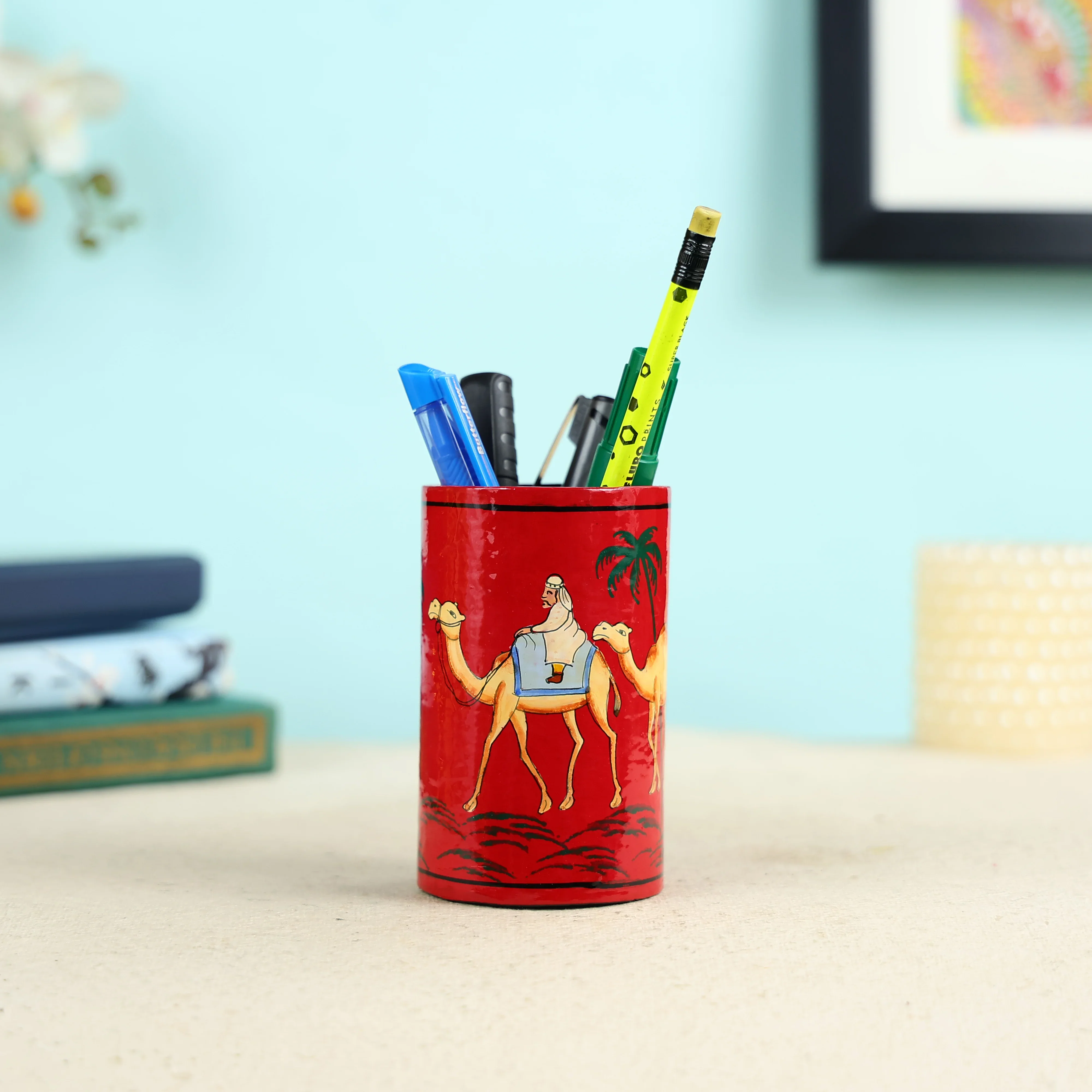 Paper Mache Crafted & Handpainted Caravan Pen Holder - Image 3