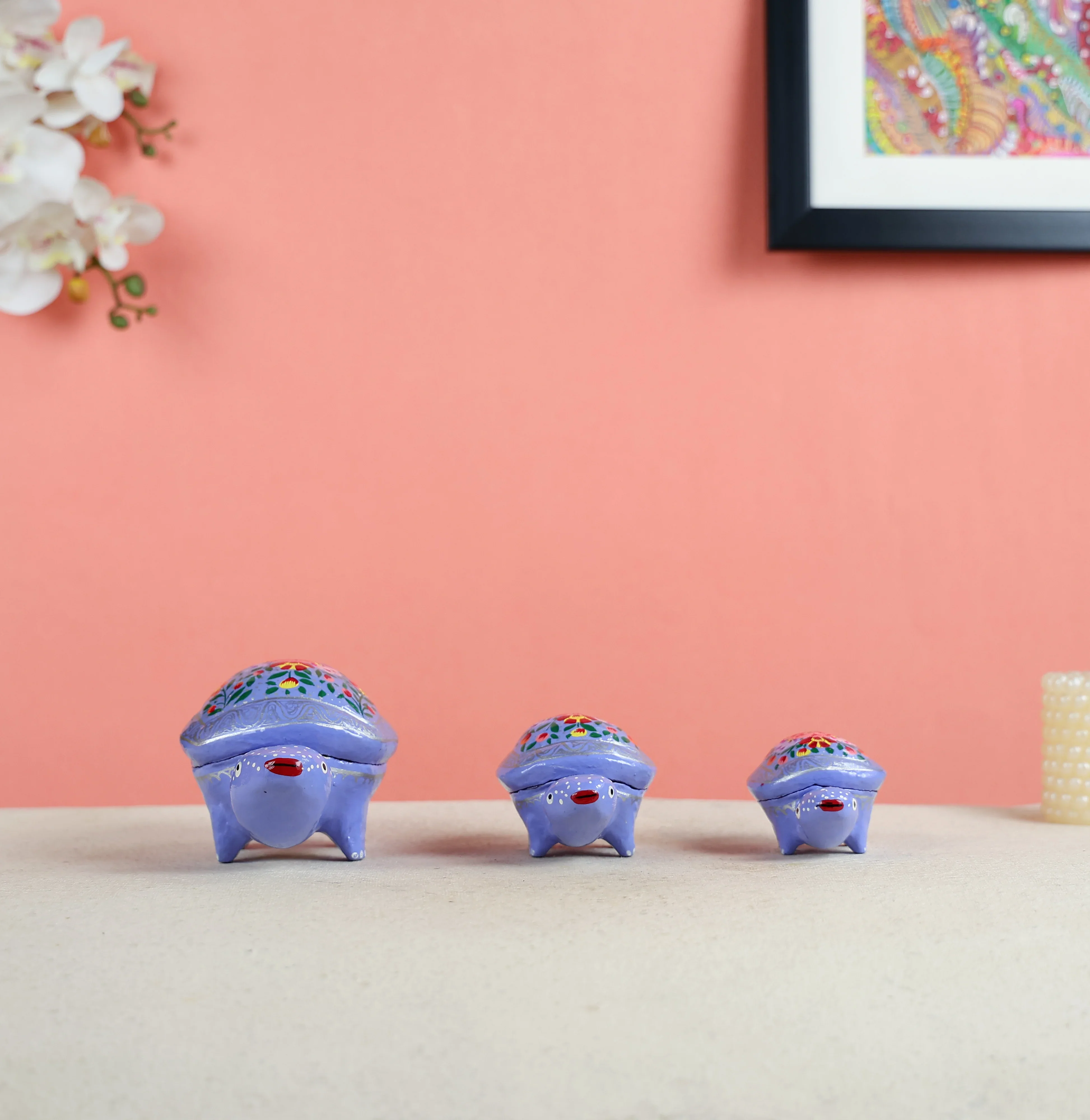 Paper Mache Crafted & Handpainted Multipurpose Box Set Of 3 - Image 4