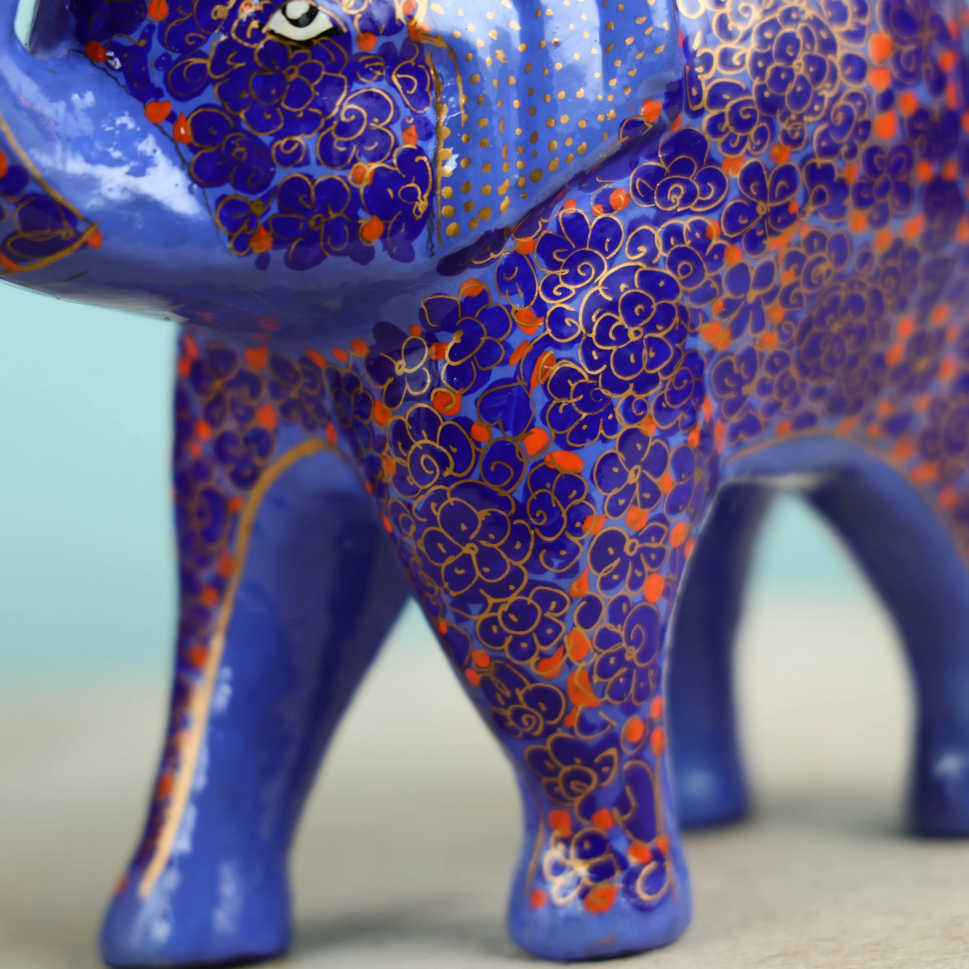 Paper Mache Crafted & Handpainted Welcoming Elephant Table Decor - Image 6