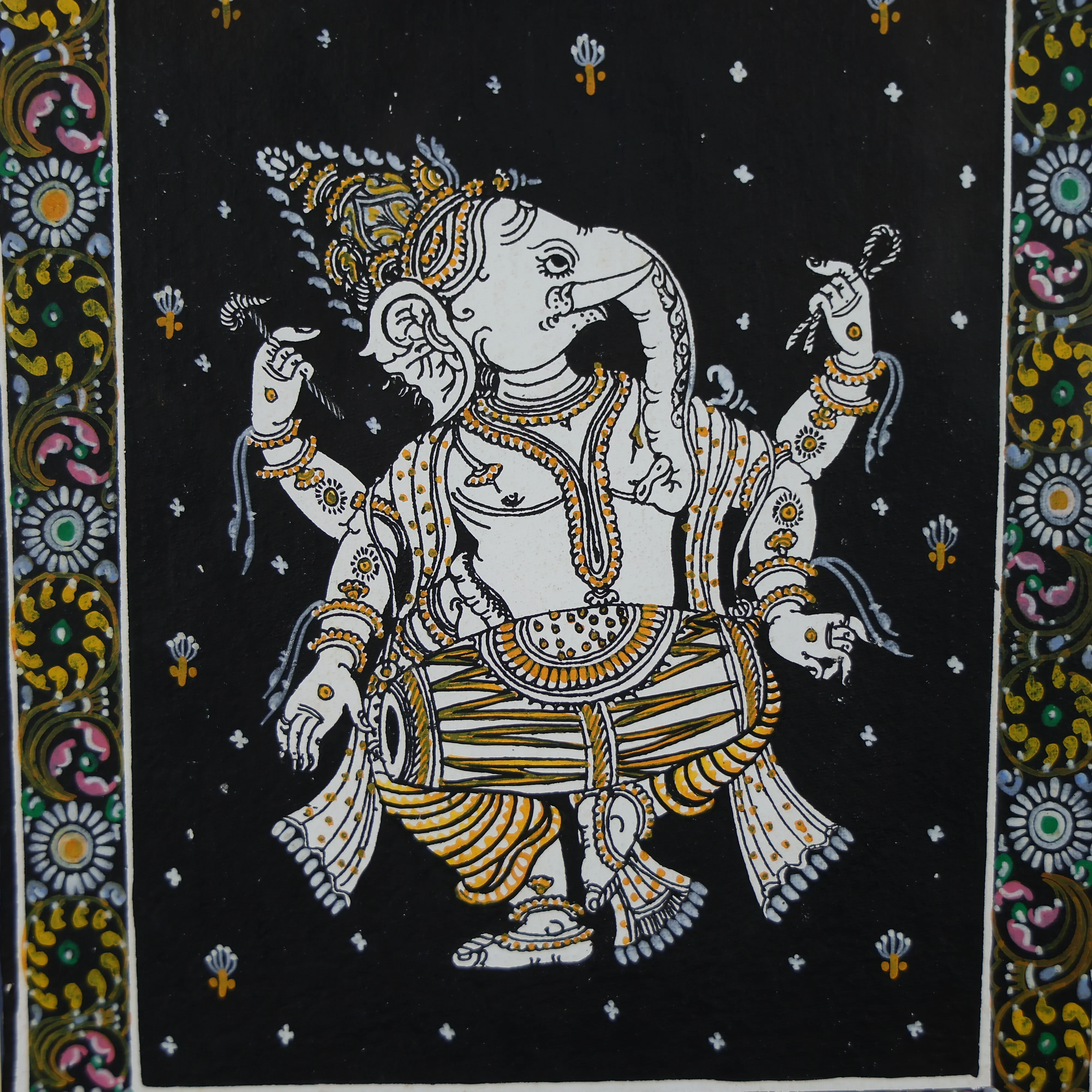 Hand-Painted Pattachitra Wall Art - Dancing Lord Ganesha - Image 3