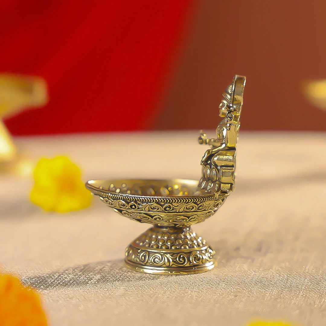 3.5" Brass Premium Finish Goddess Laxmi Diya - Image 4