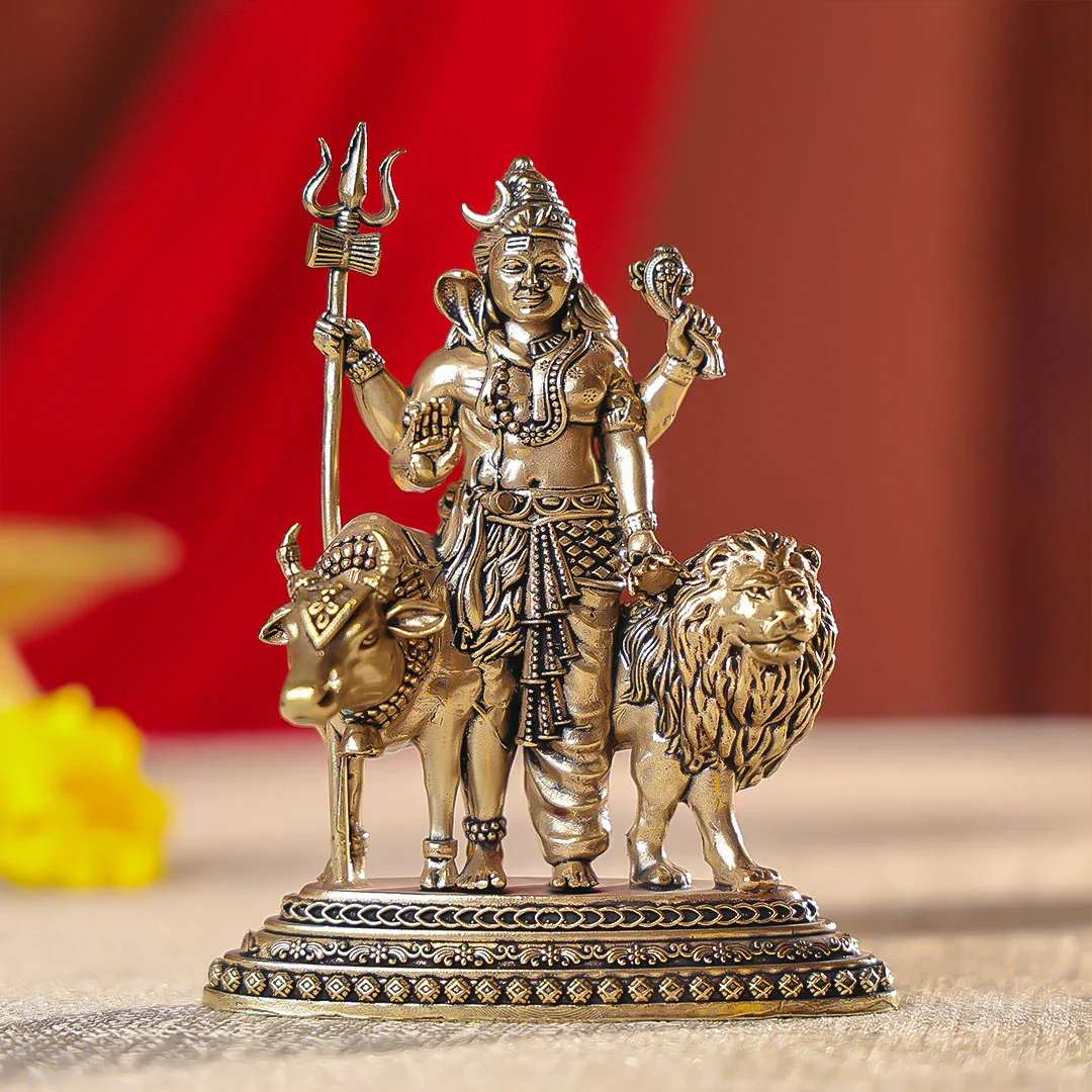 4.5" Brass Premium Finish Lord Shiva Ardhanarishvara Idol - Image 2