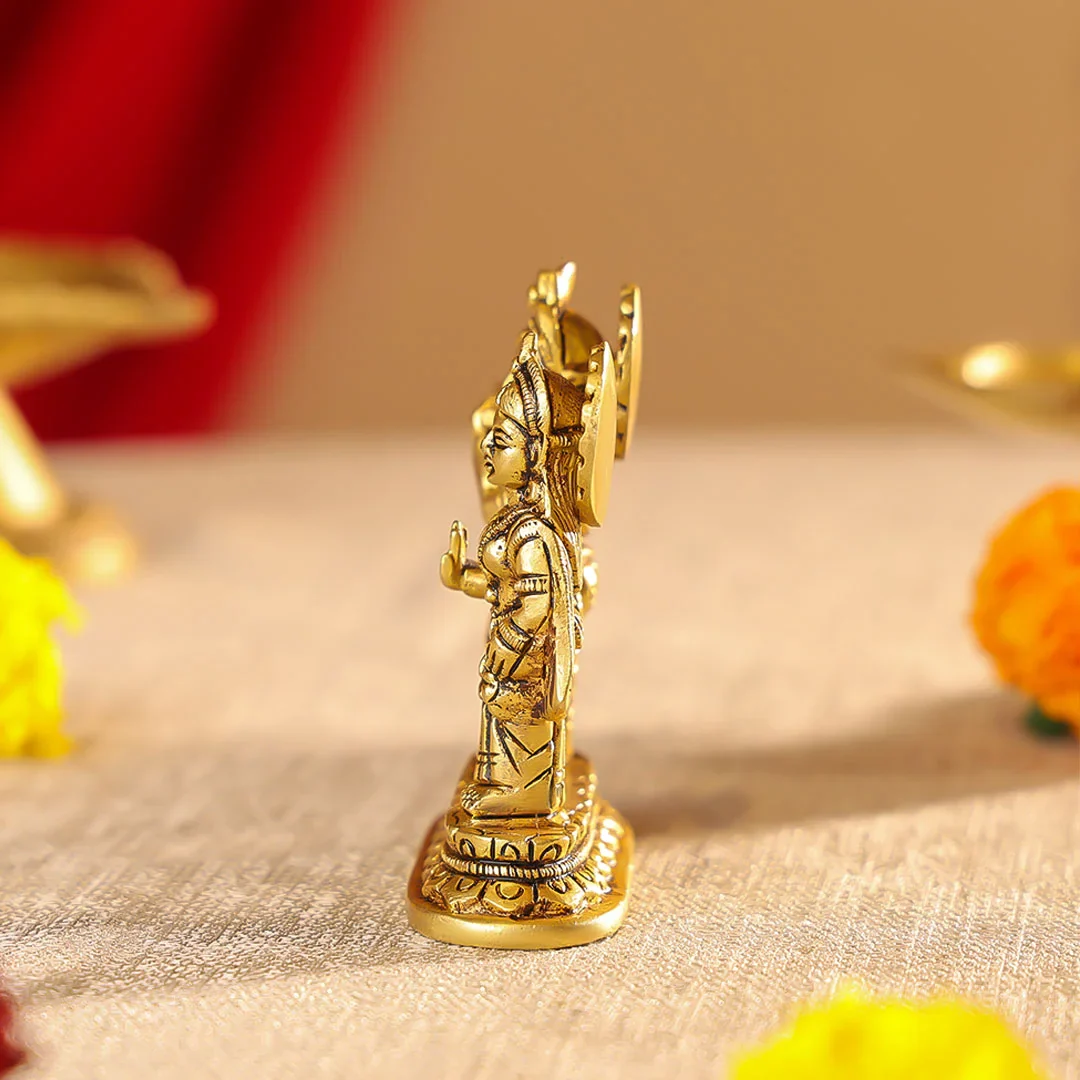 3.5" Brass Superfine Radha Krishna on Pedestal Idol - Image 6