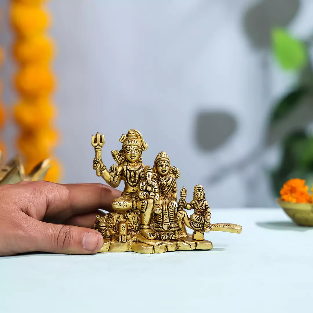 4" Brass Lord Shiva Family - Xsmall - Image 2