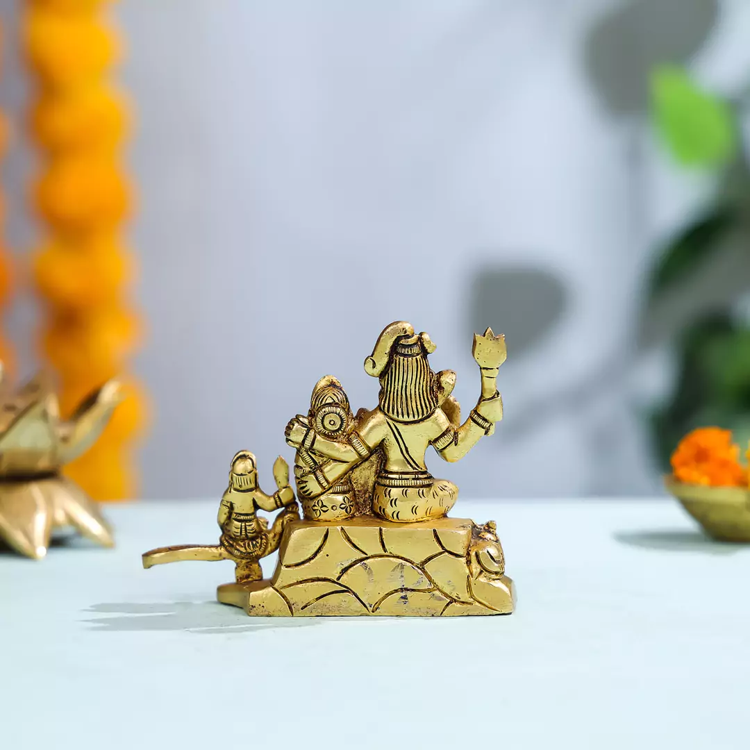 4" Brass Lord Shiva Family - Xsmall - Image 3