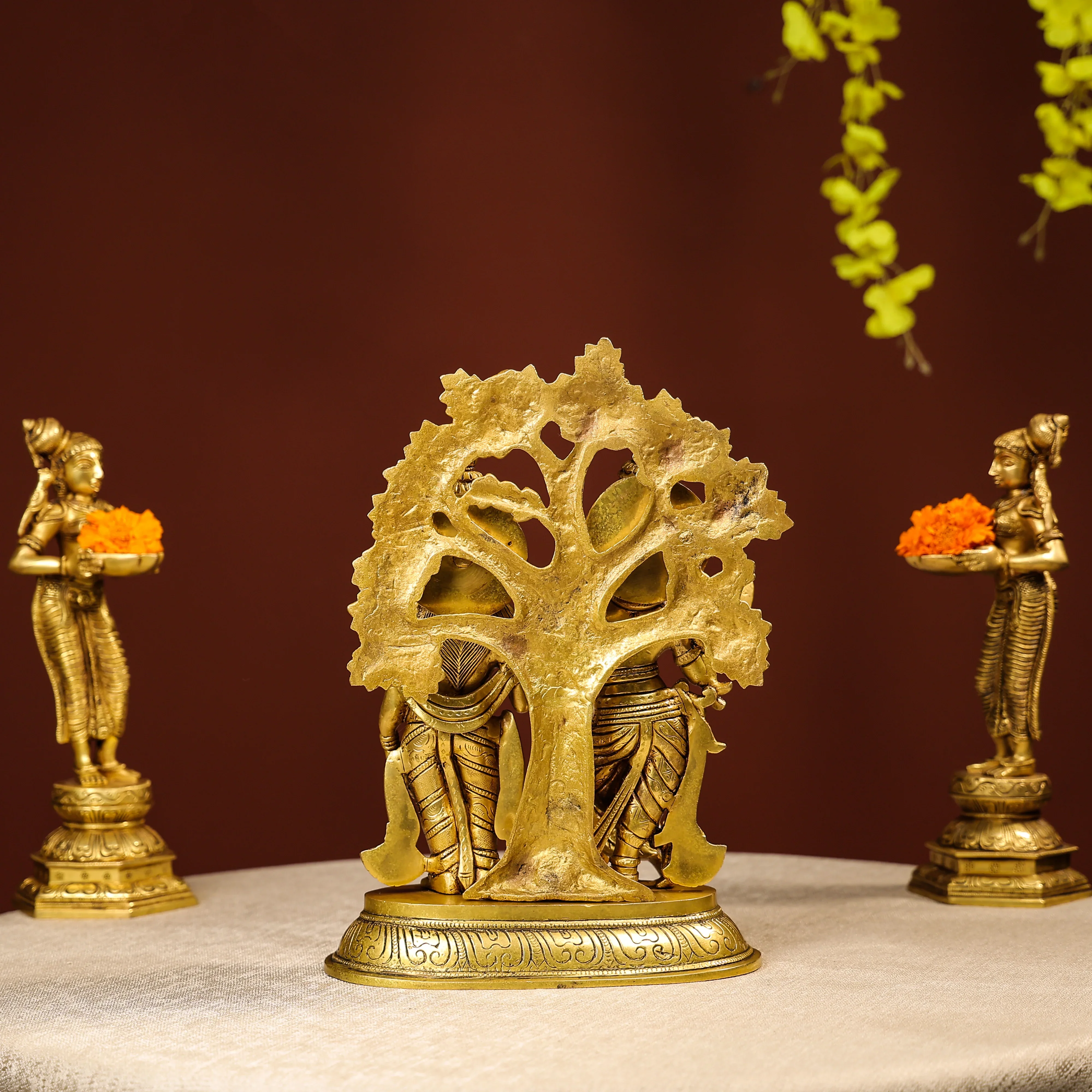 Standing Brass Idol Of Lord Krishna And Radha - Image 6