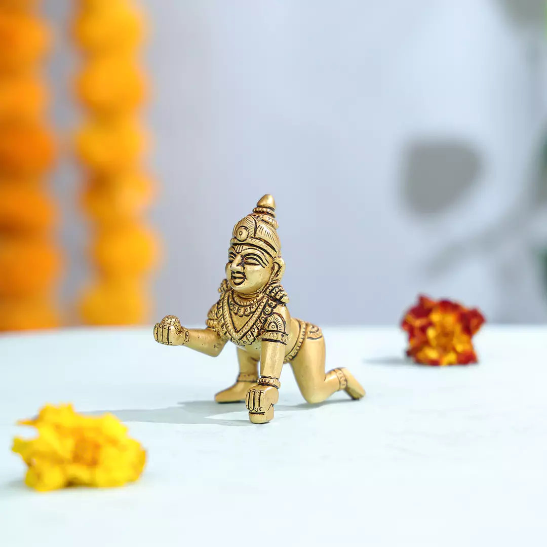 3.5" Super Fine Brass Ladoo Gopal Idol - Image 2