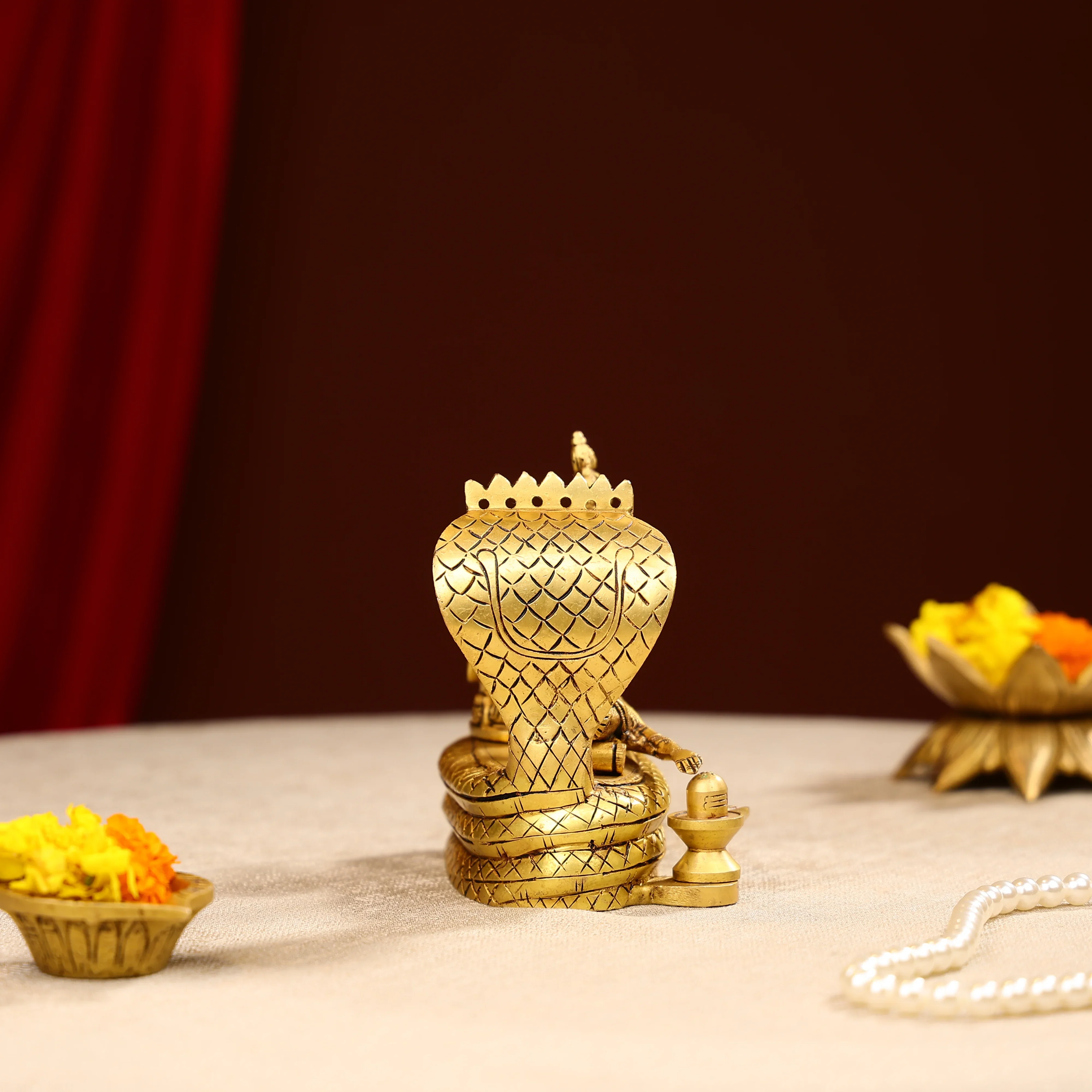 5.5" Super Fine Brass Lord Padmanabh Swamy Idol - Image 3