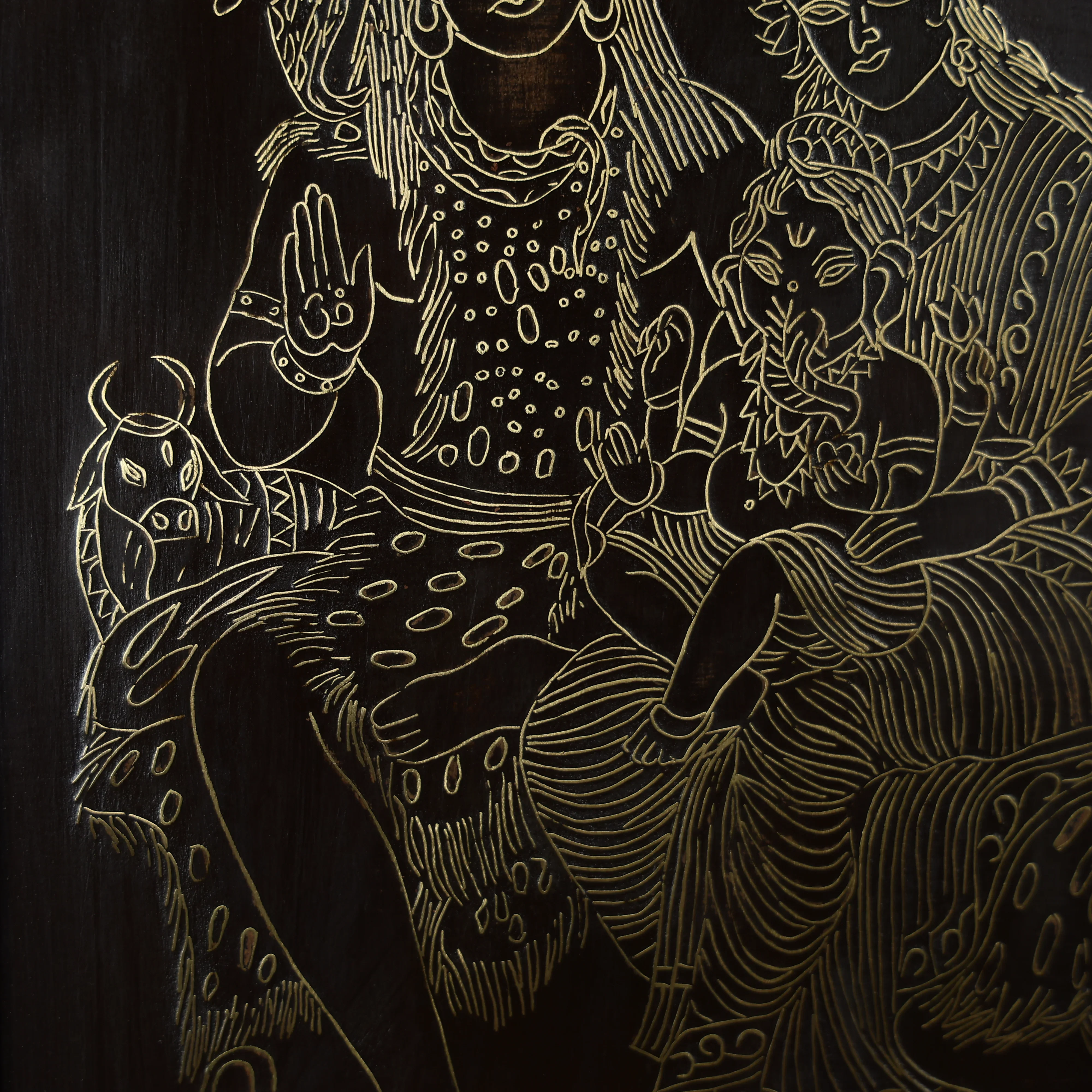 21" Tarkashi Crafted Lord Shiva Parivar Wall Art - Image 4
