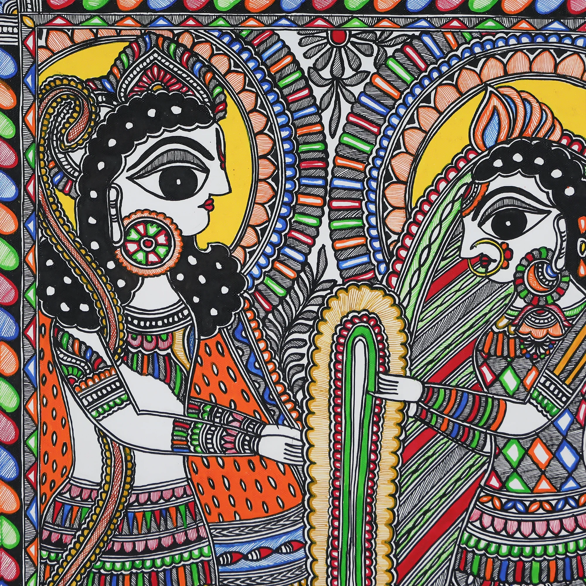Traditional Painting Of A Wedding Garland Ceremony - Image 3
