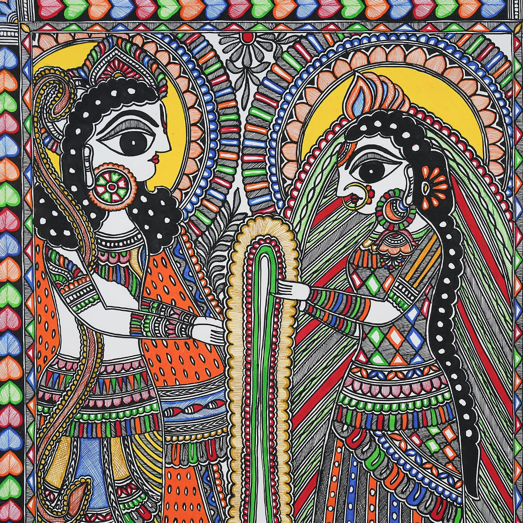 Traditional Painting Of A Wedding Garland Ceremony - Image 4