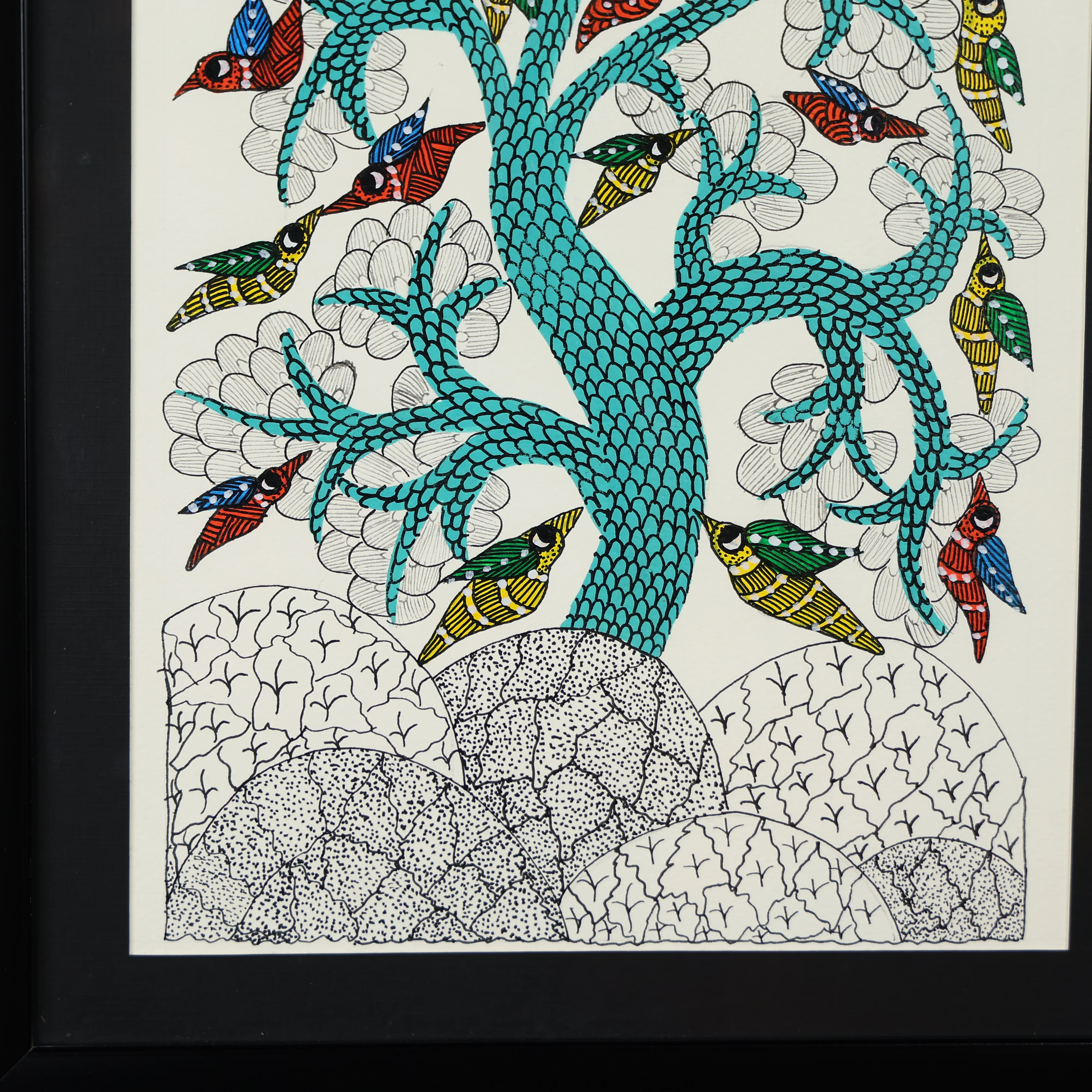 Traditional Wall Art Of Flock Of Birds On A Tree - Image 3