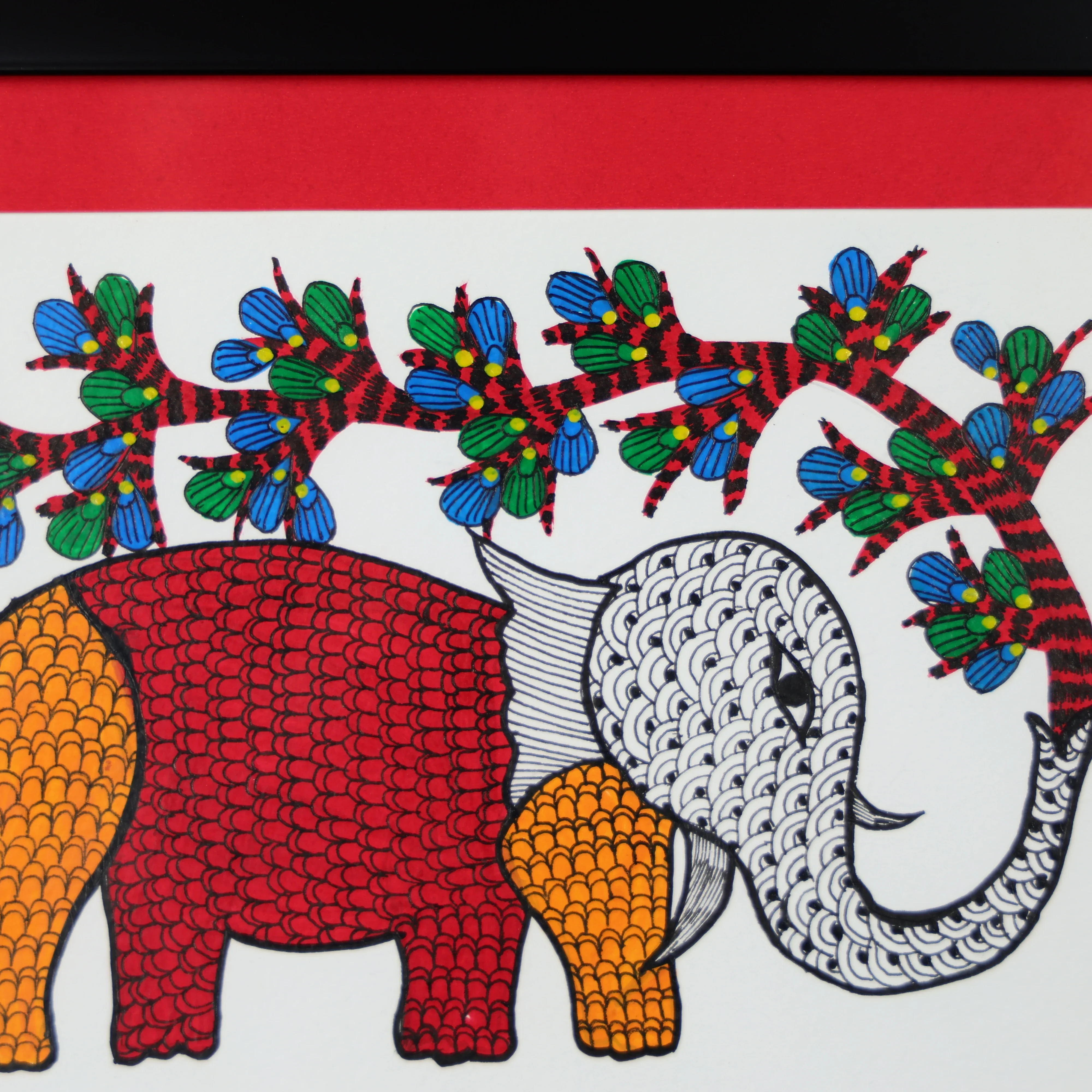 Wall Painting Of An Elephant Holding A Tree Branch - Image 5