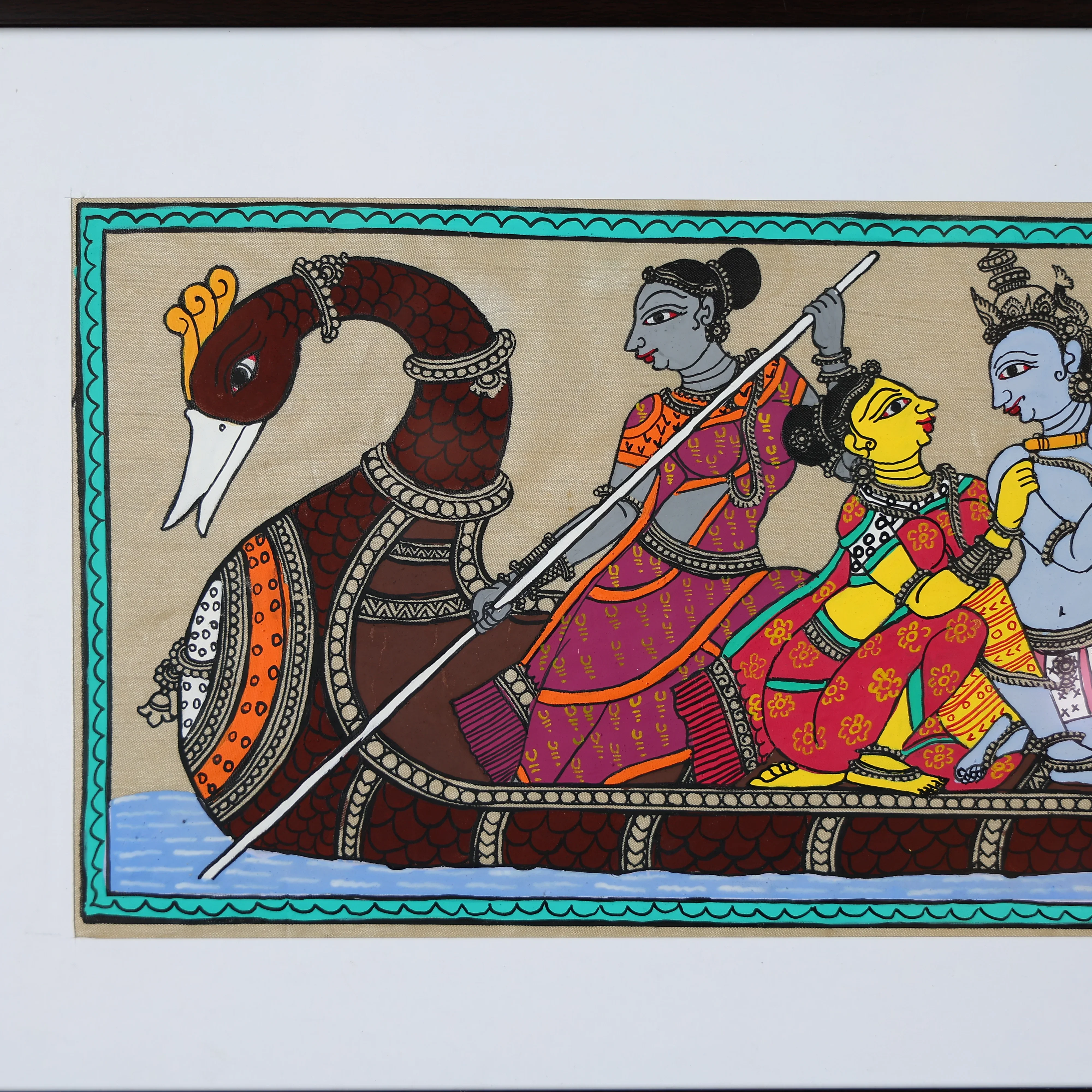 Wall Painting Of Lord Krishna And His Companions On A Boat - Image 3