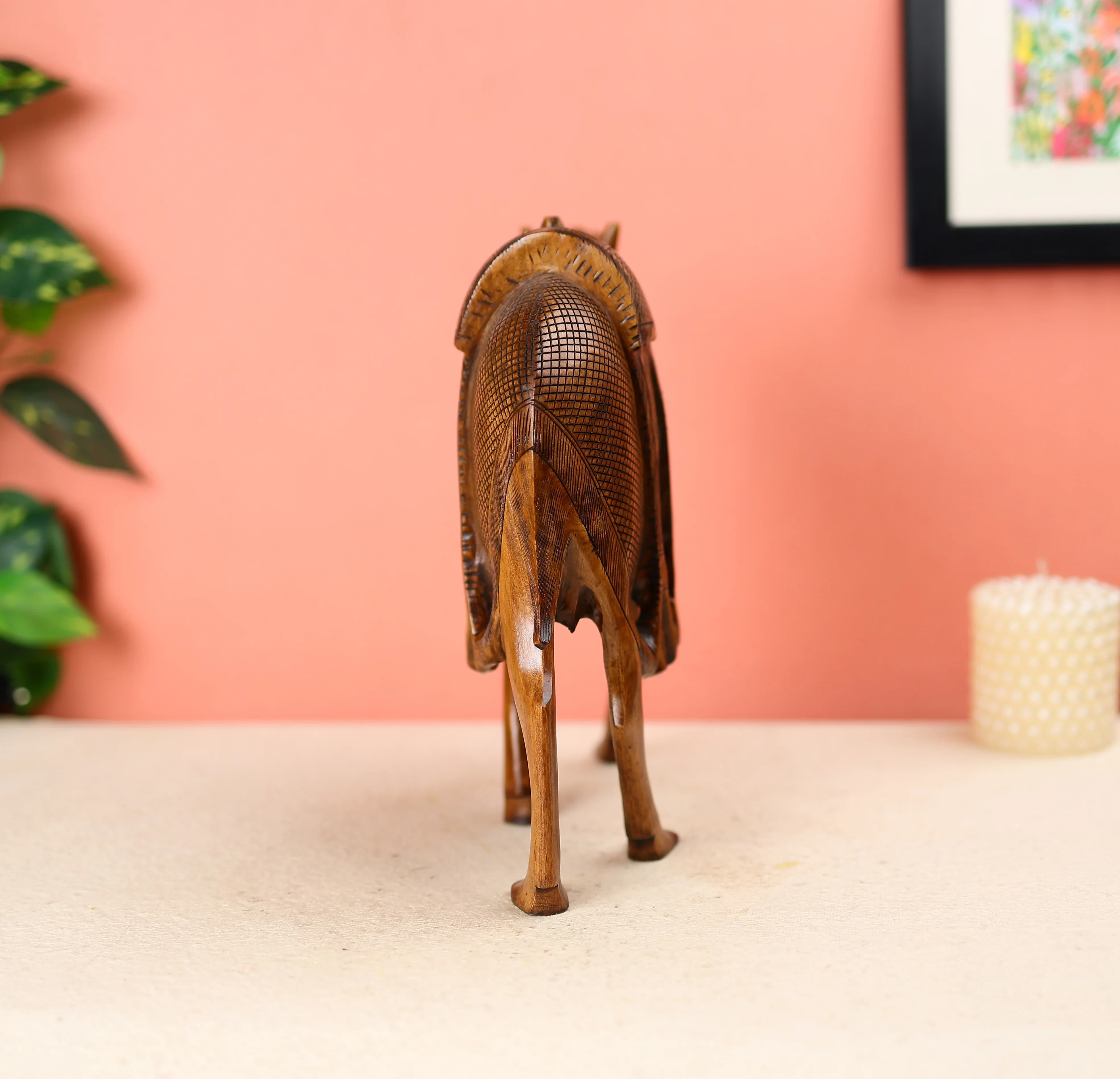 10" Kadam Wood Carved Antique Finished Camel Table Decor - Image 3