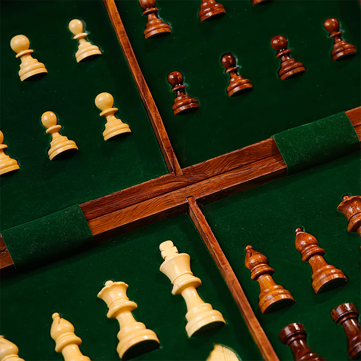 Wooden Folding & Magnetic Chess Set With In Built Chess Pieces Storage - Image 3