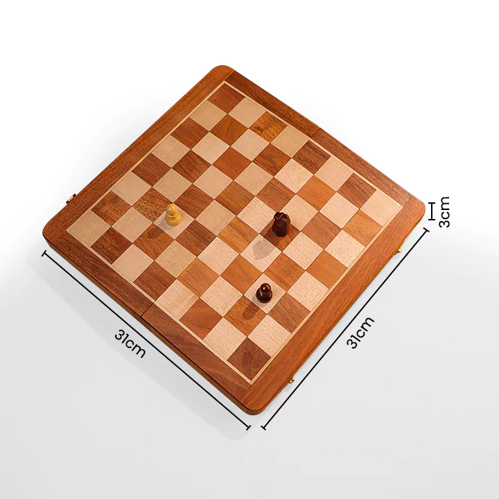 Wooden Folding & Magnetic Chess Set With In Built Chess Pieces Storage - Image 6