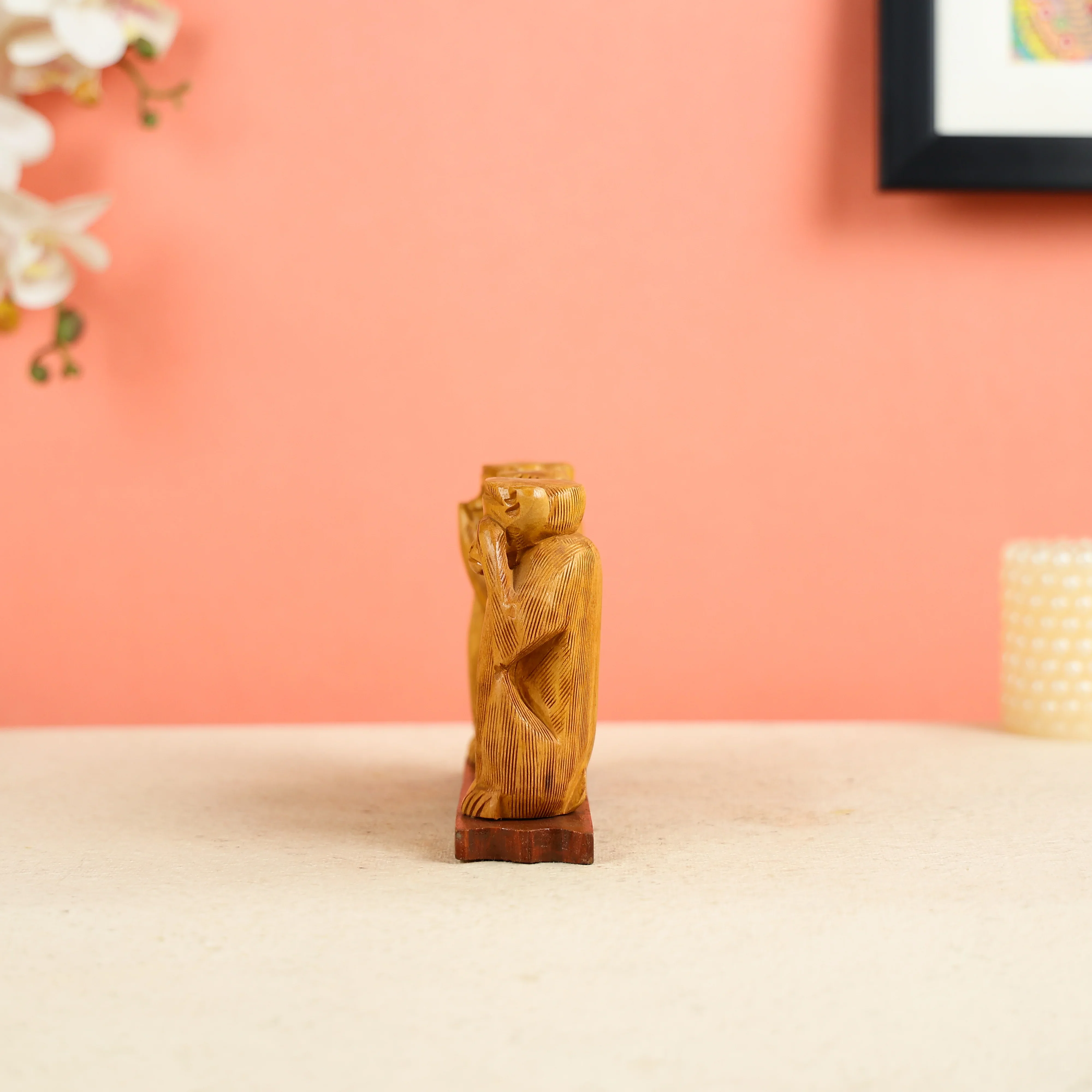 Wooden Gandhiji's Three Monkeys Set - Large - Image 3