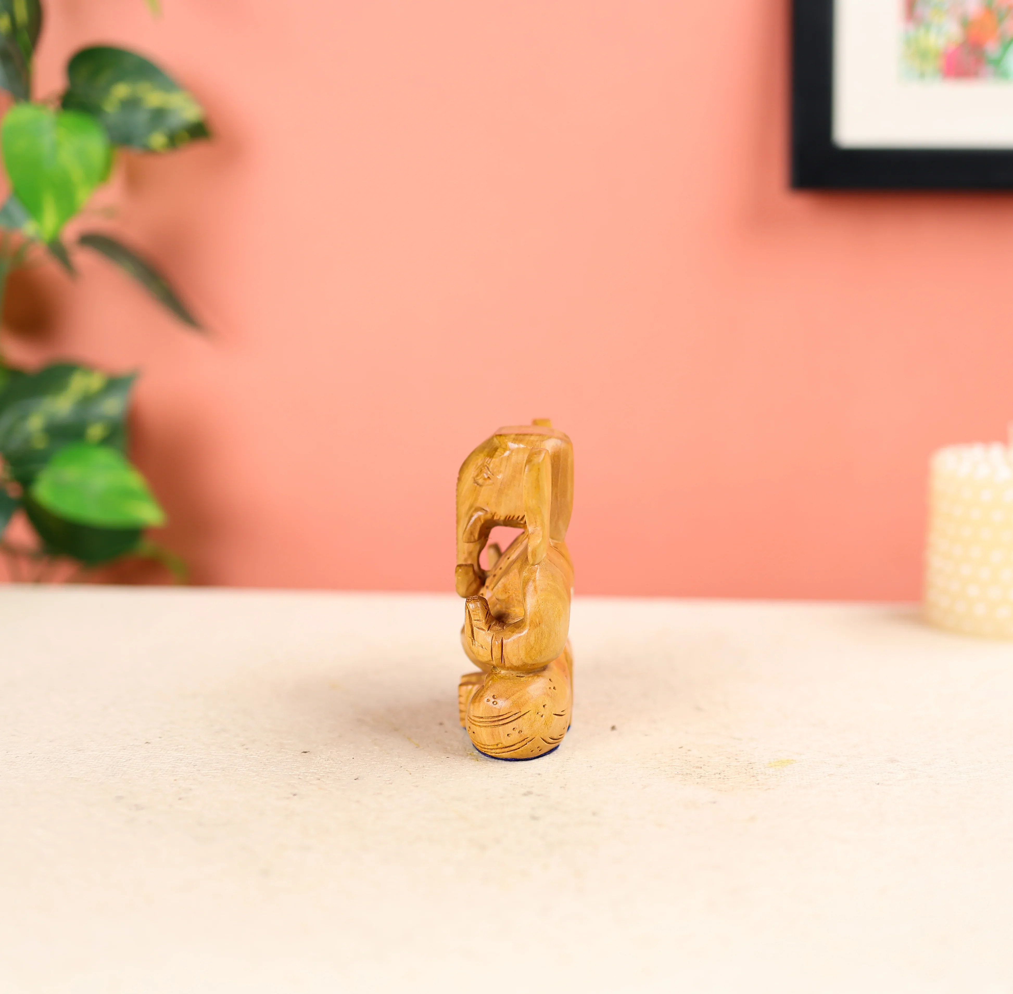 4" Kadam Wood Carved Lord Ganesha - Image 3
