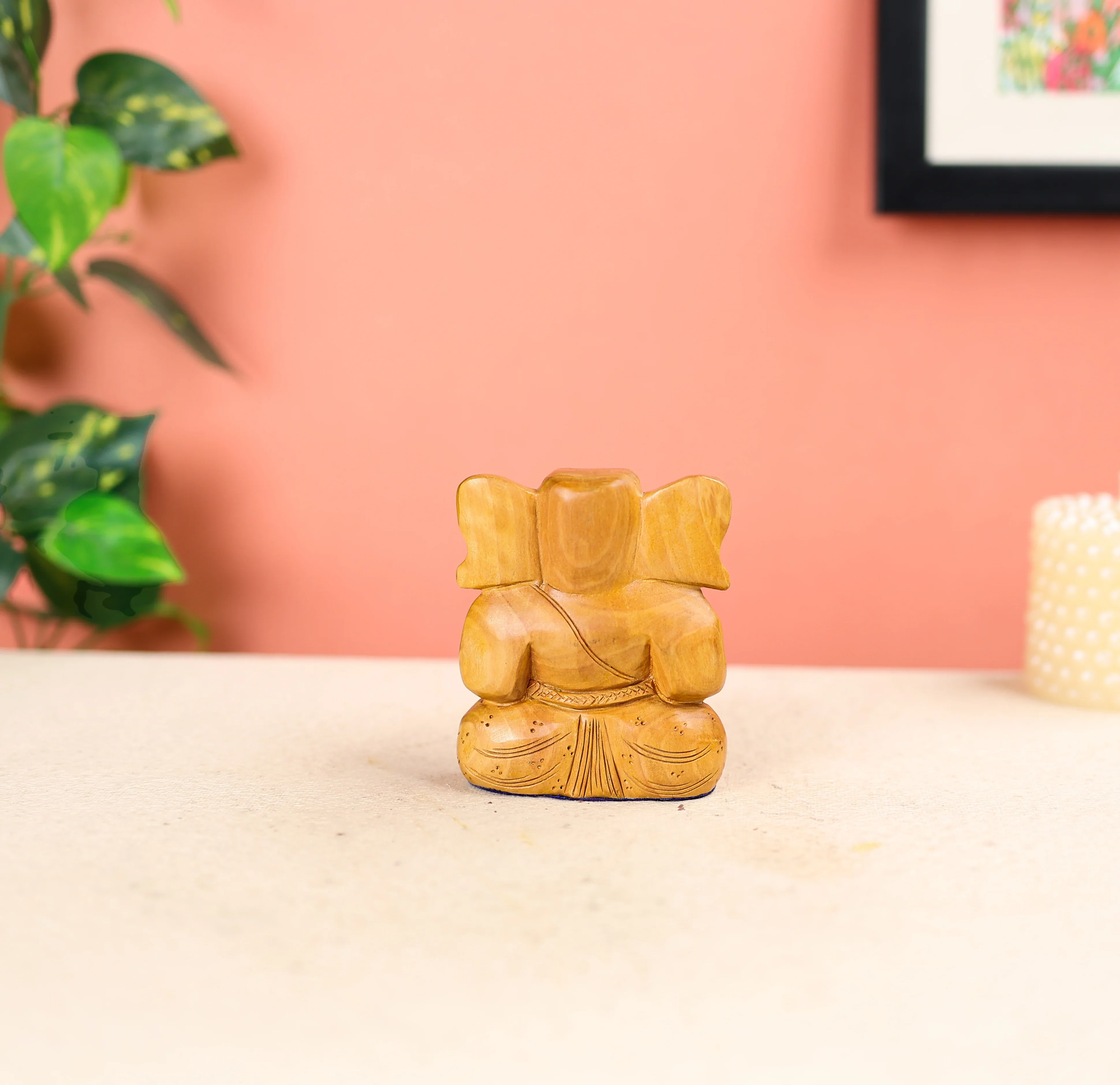 4" Kadam Wood Carved Lord Ganesha - Image 4