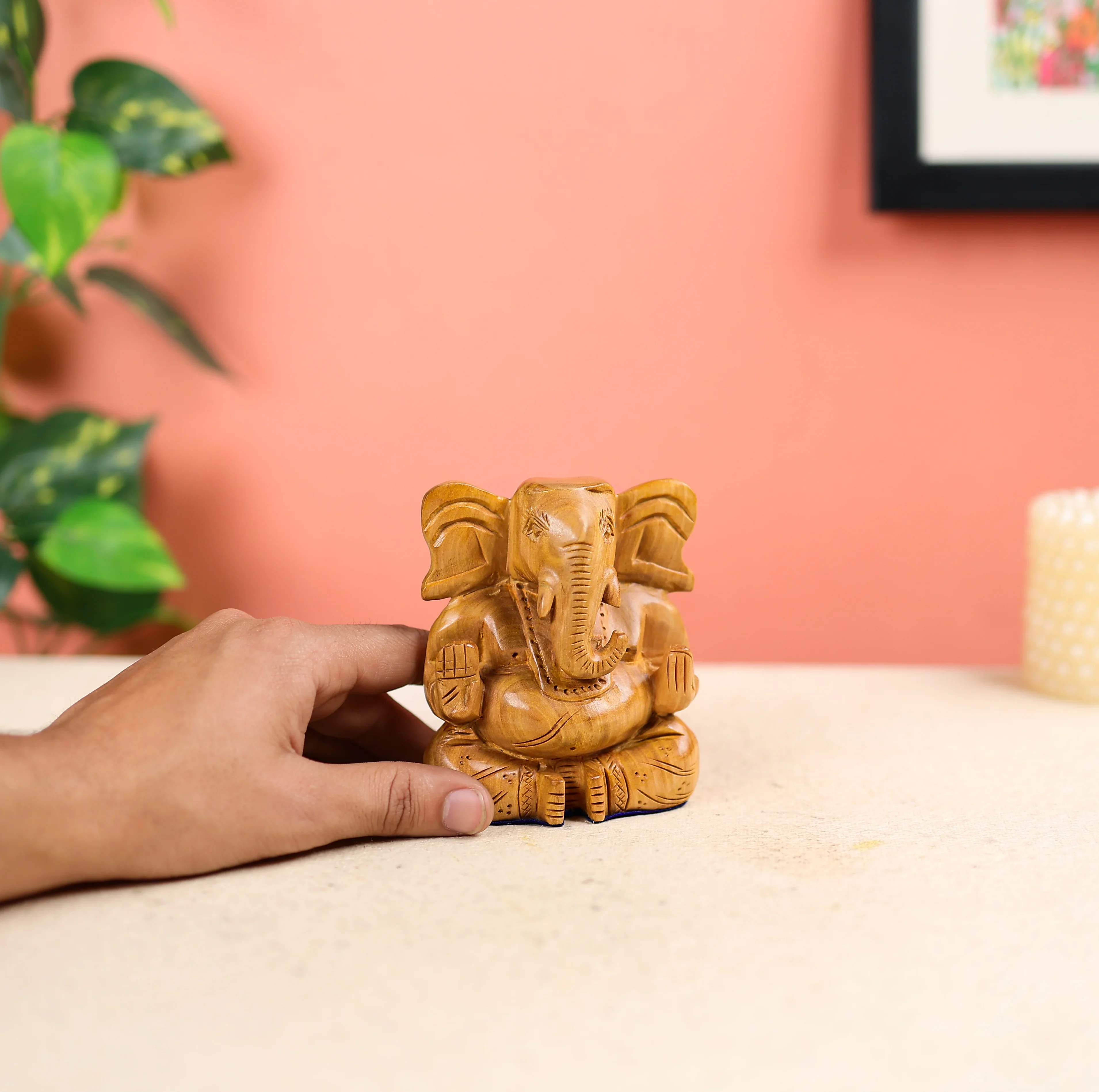 4" Kadam Wood Carved Lord Ganesha - Image 6