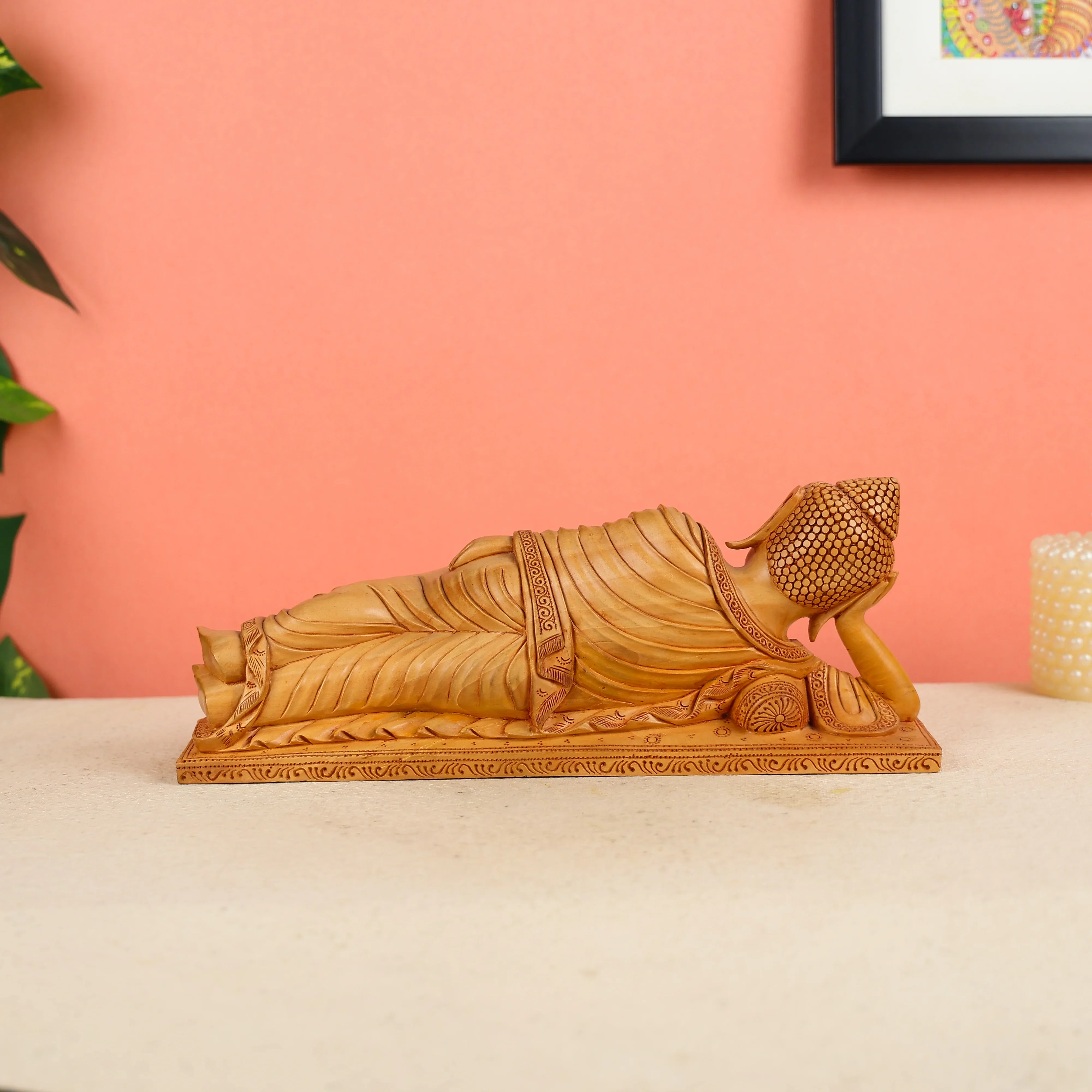 Wooden Resting Buddha Statue - Image 4